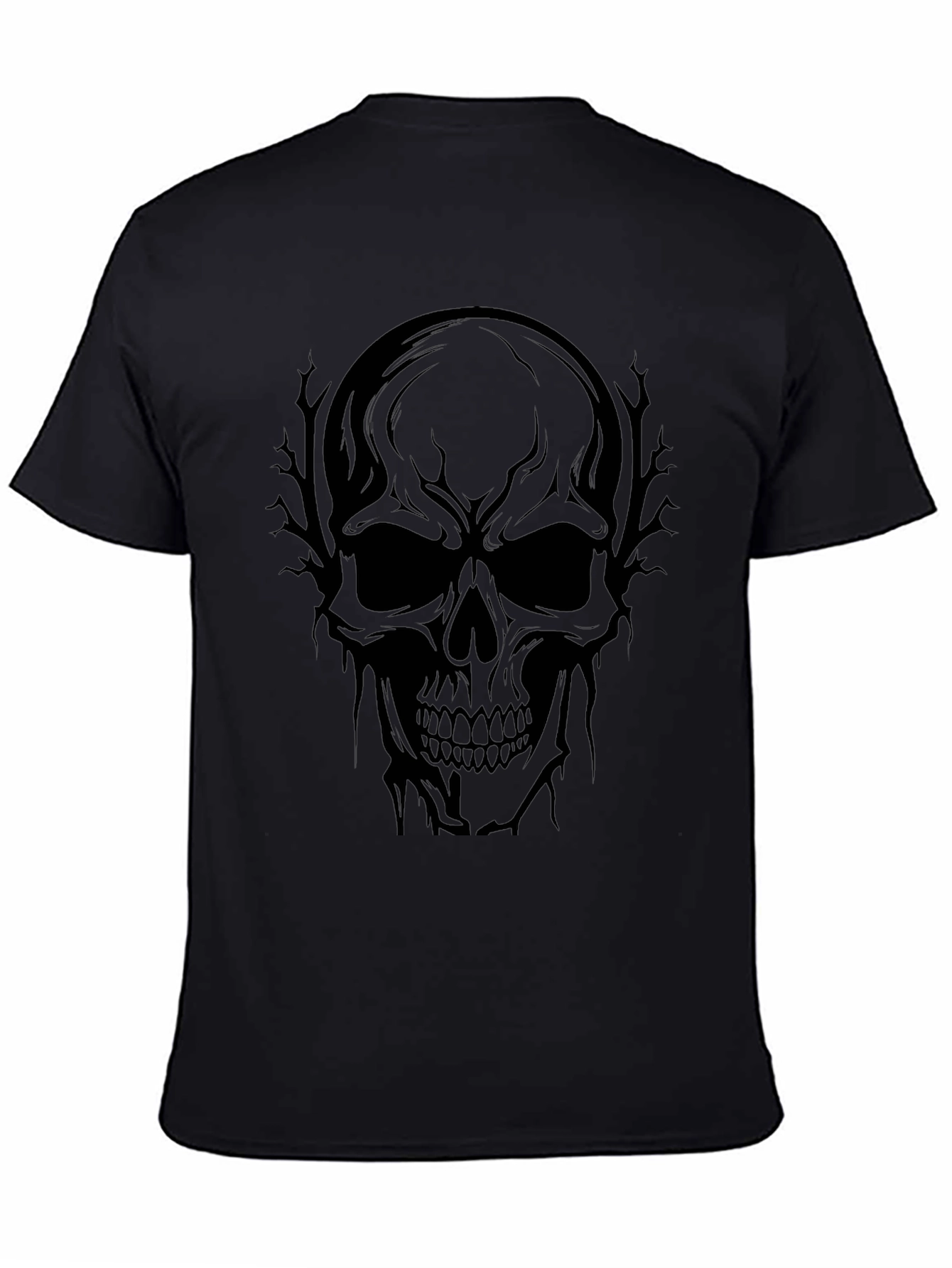 Black Skull Graphic Tee - Men's Black T-Shirt view 4
