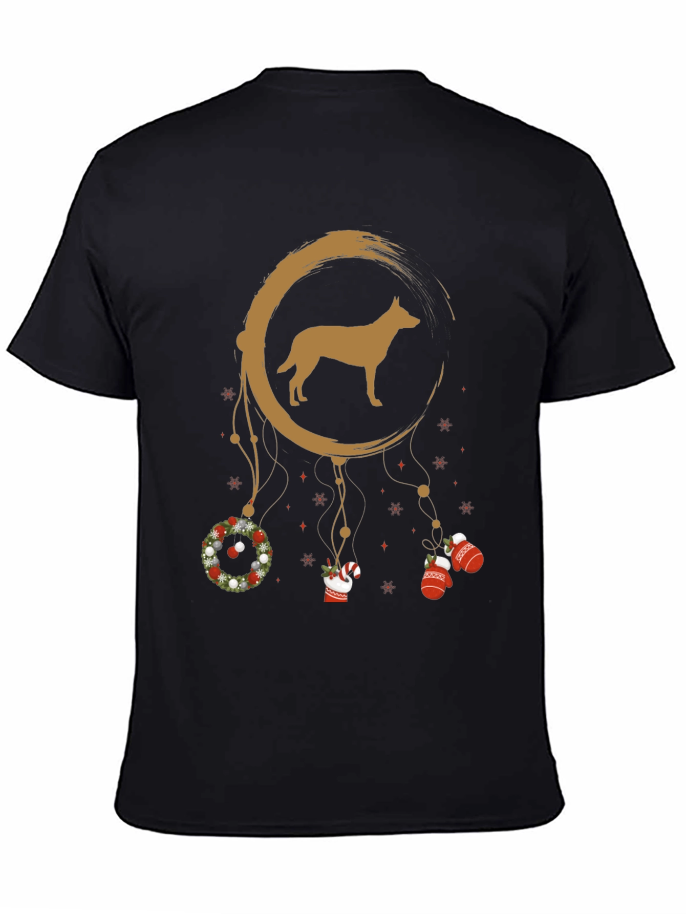 Black Festive Dog Dreamcatcher Graphic Tee view 4