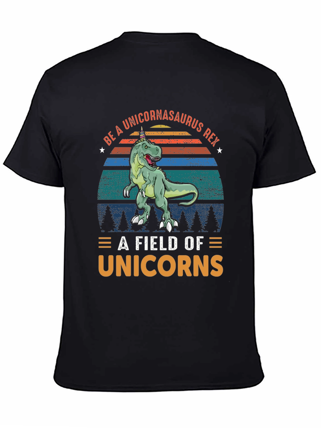 Black Unicornasaurus Rex T-Shirt - Funny Dinosaur Tee view 4