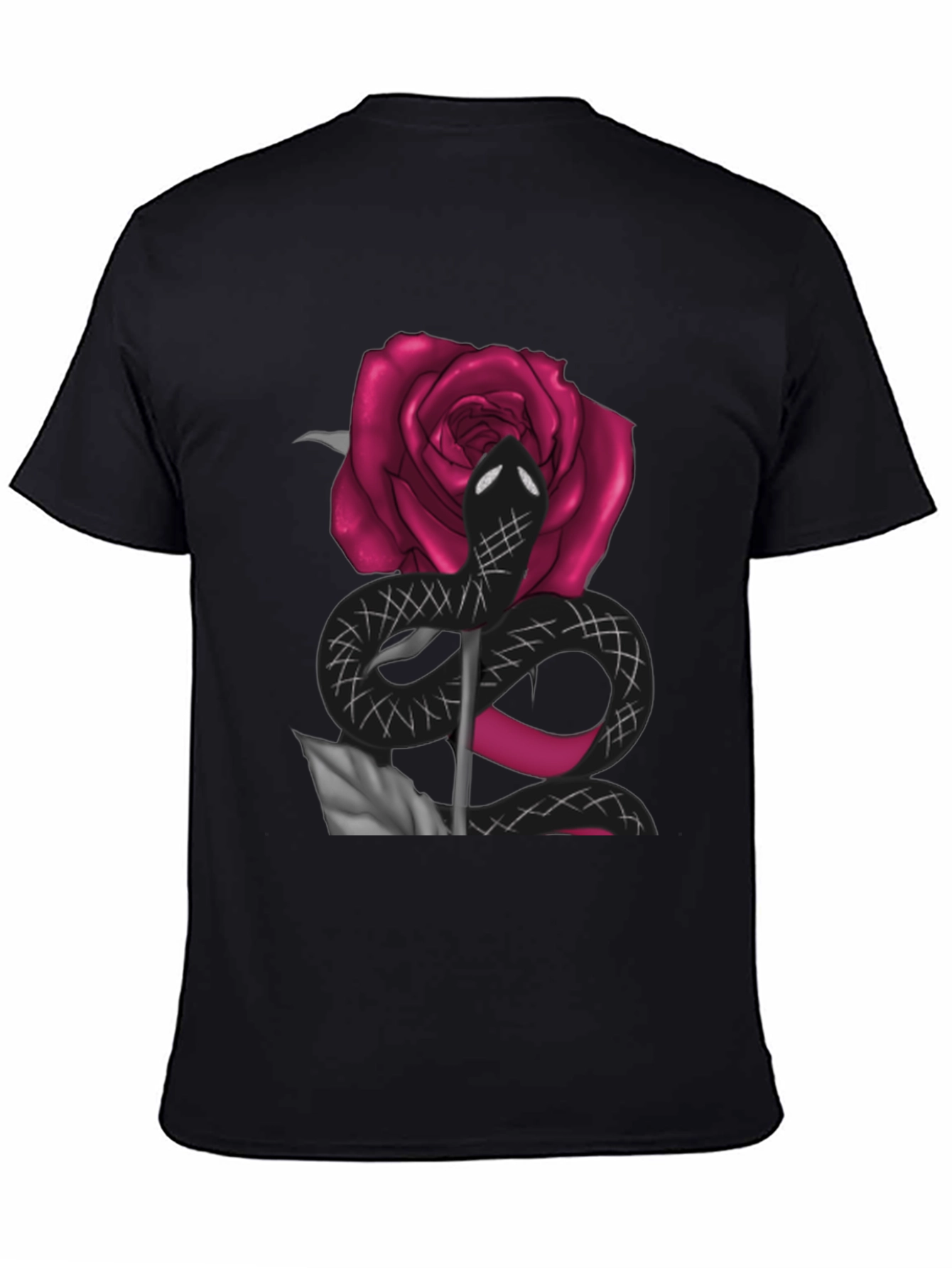 Black Snake & Rose Graphic Tee - Bold Statement T-Shirt view 4
