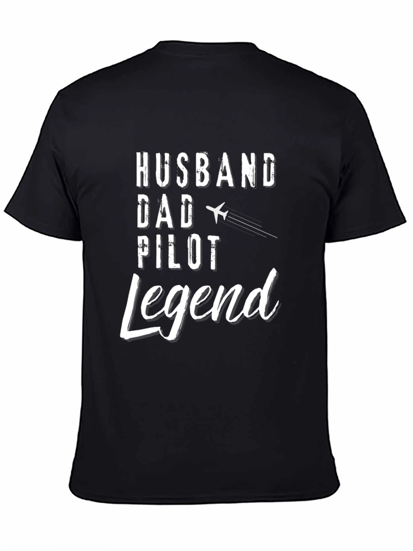 Black Husband Dad Pilot Legend T-Shirt view 4