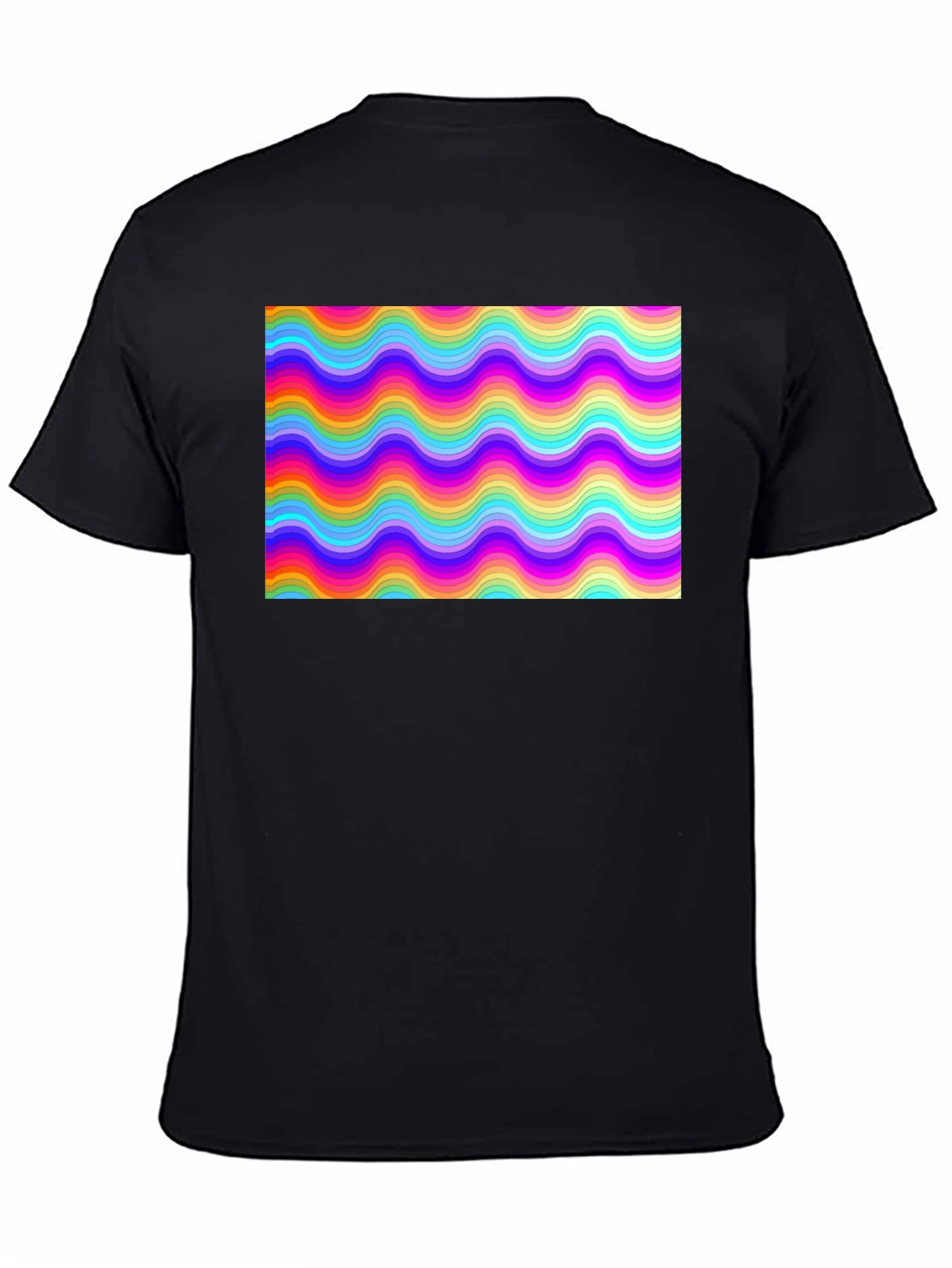 Black Retro Wave Pattern Graphic Tee - Soft Cotton T-Shirt view 4