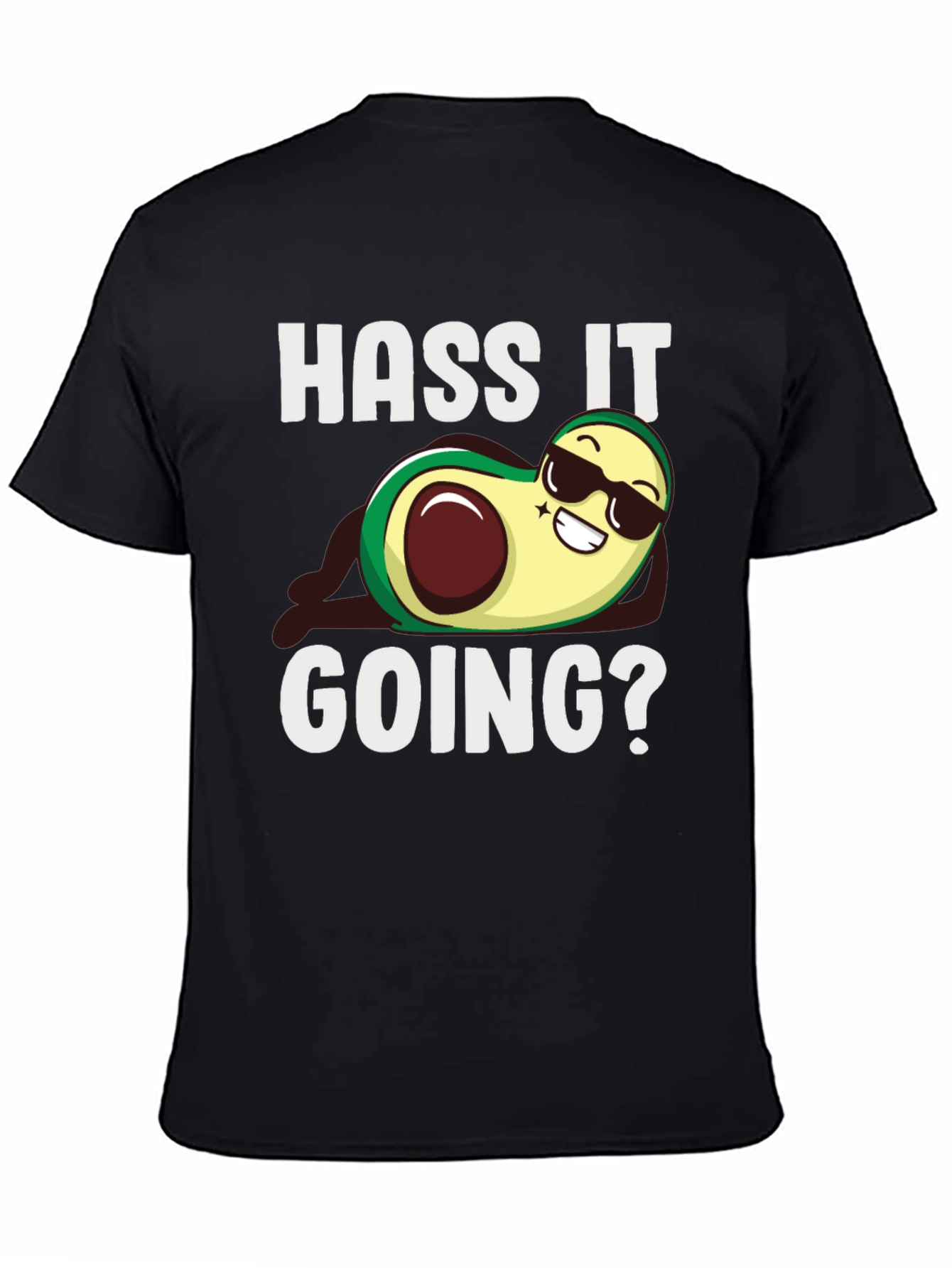 Black Hass It Going? Avocado Graphic T-Shirt - Funny Pun Tee view 4