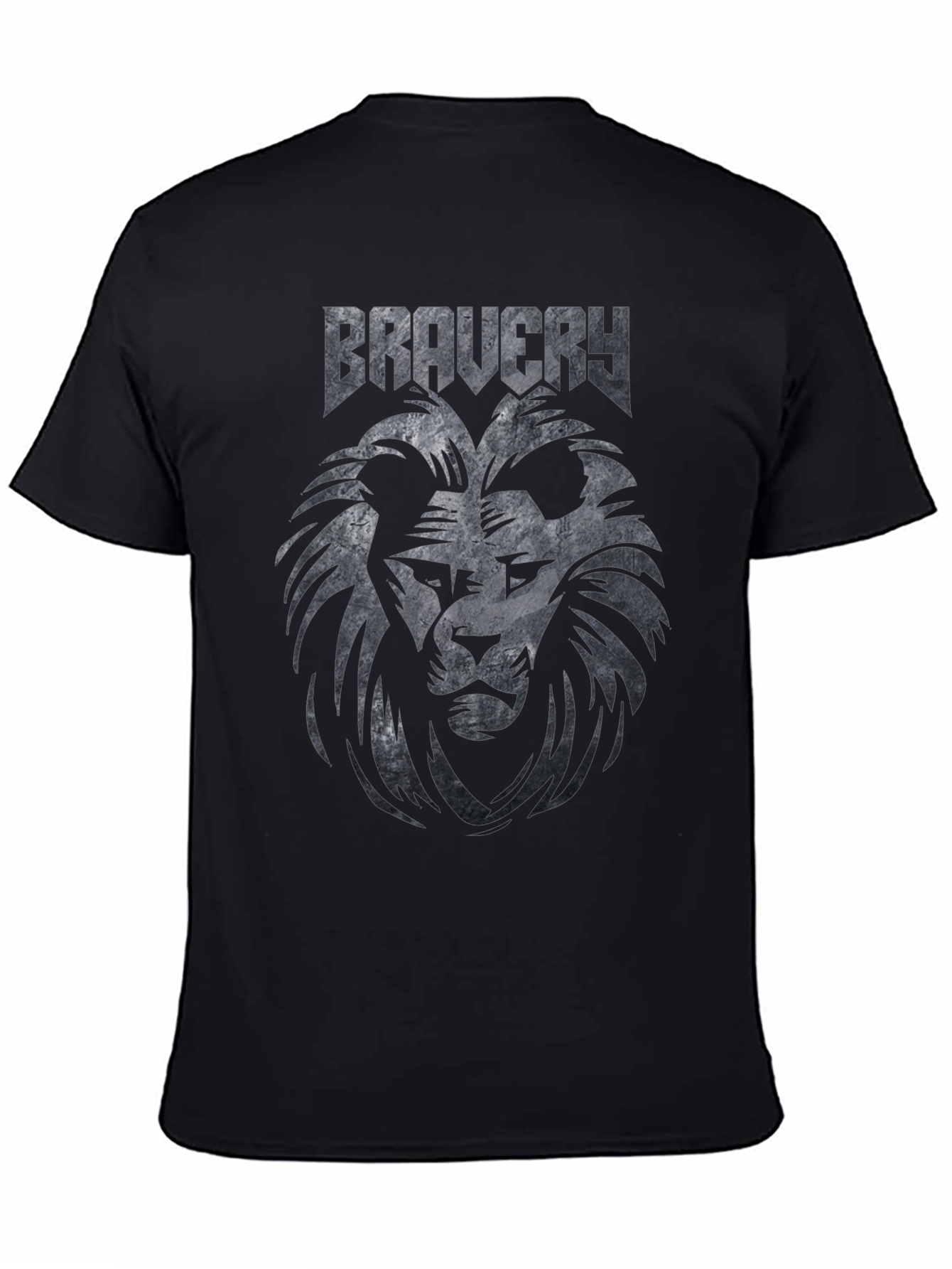 Black Bravery Lion Graphic T-Shirt - Black Cotton Tee view 4