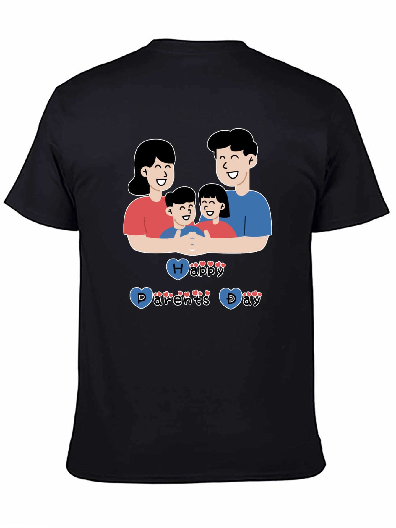 Black Happy Parents Day Graphic T-Shirt, Black view 4