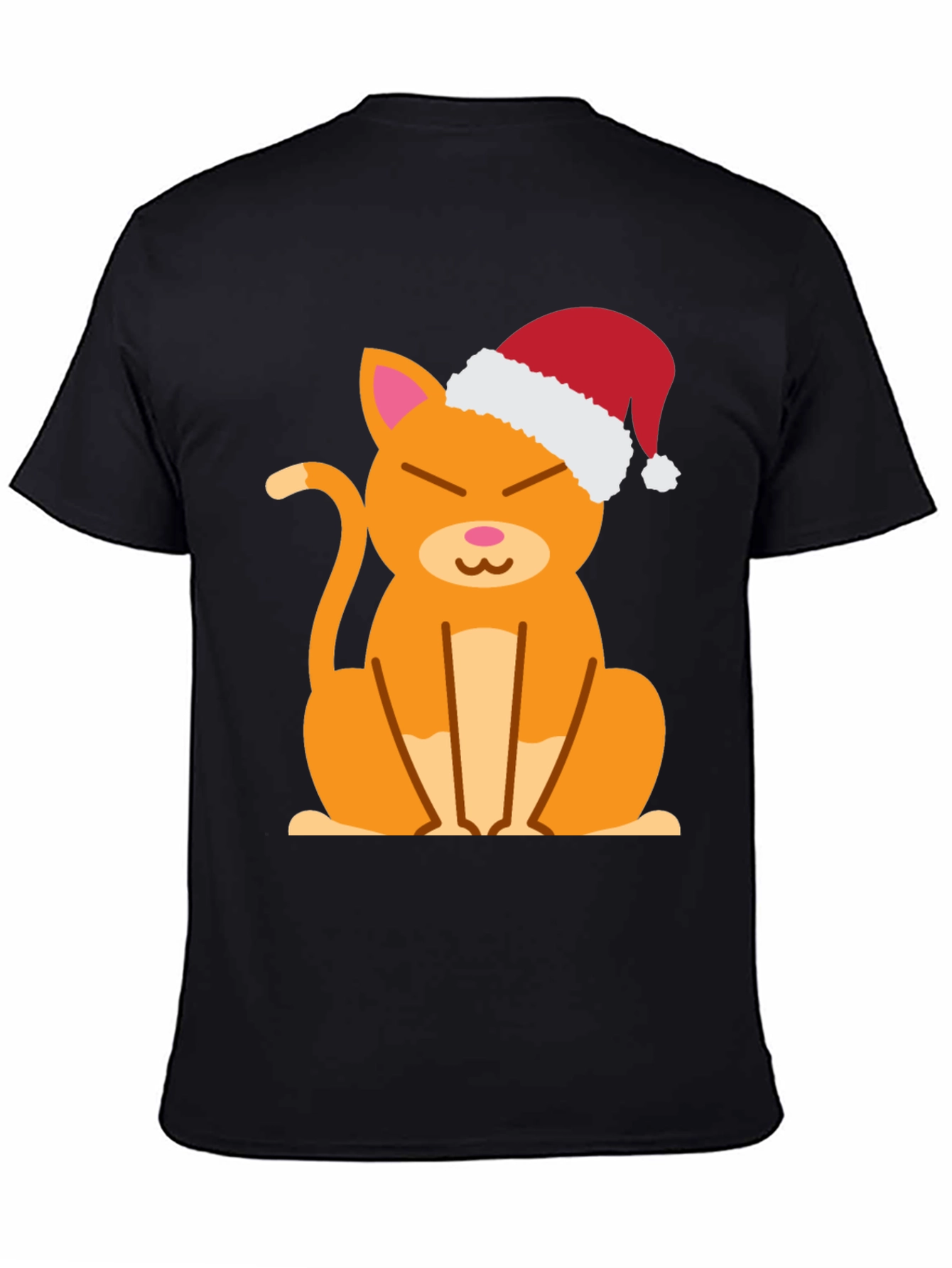 Black Festive Cat Tee - Santa Hat Cute Kitten Shirt view 4
