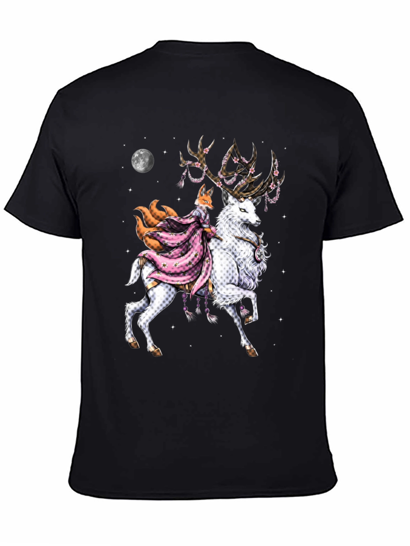 Black Fox & Deer Graphic Tee - Unique Design view 4
