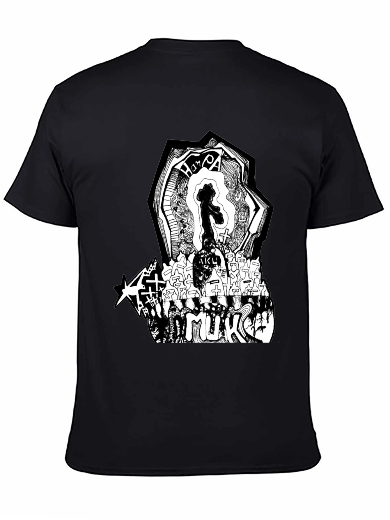 Black Graphic Print Black T-Shirt view 4