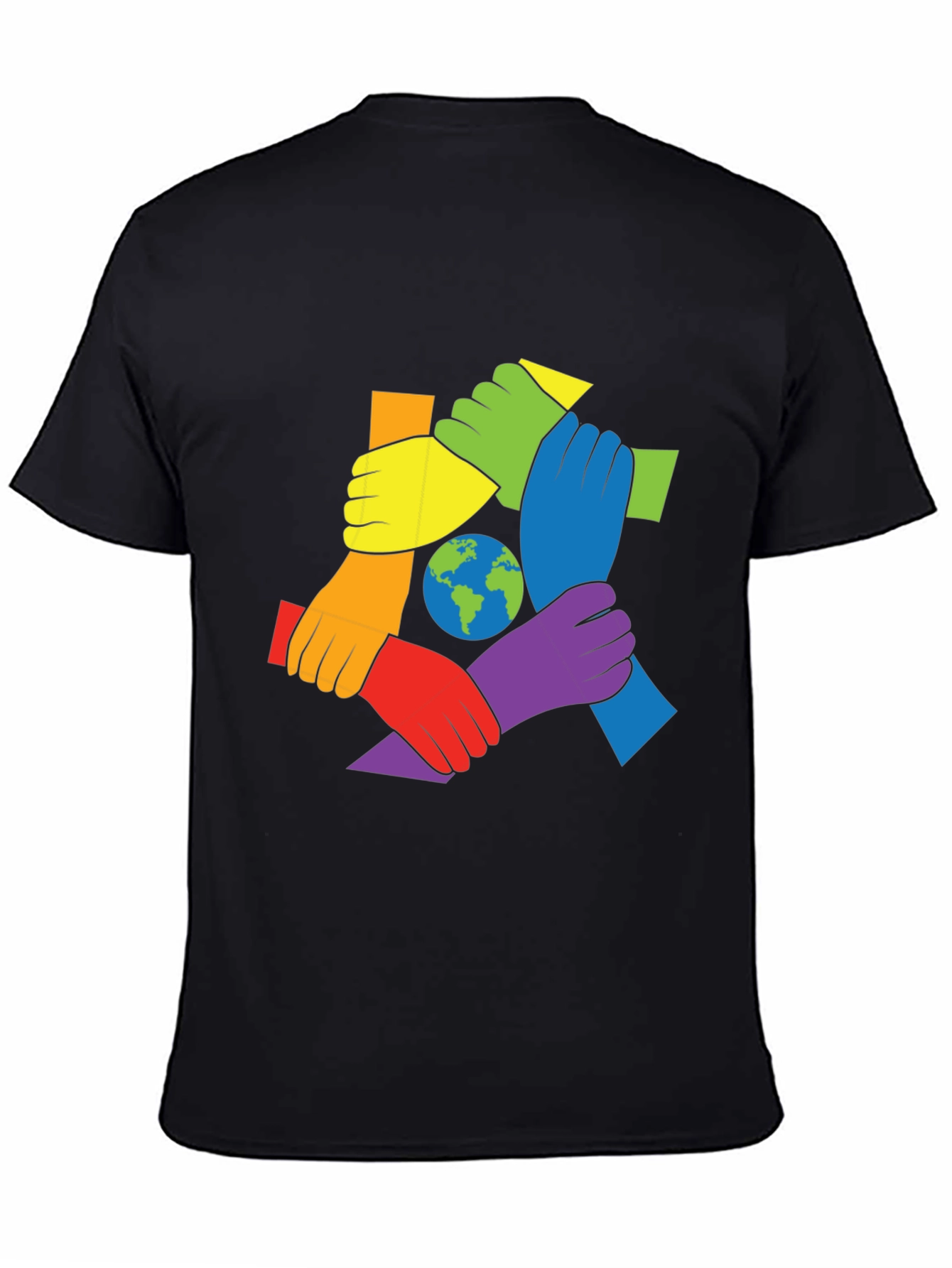 Black Unity Hands Earth Graphic Tee view 4