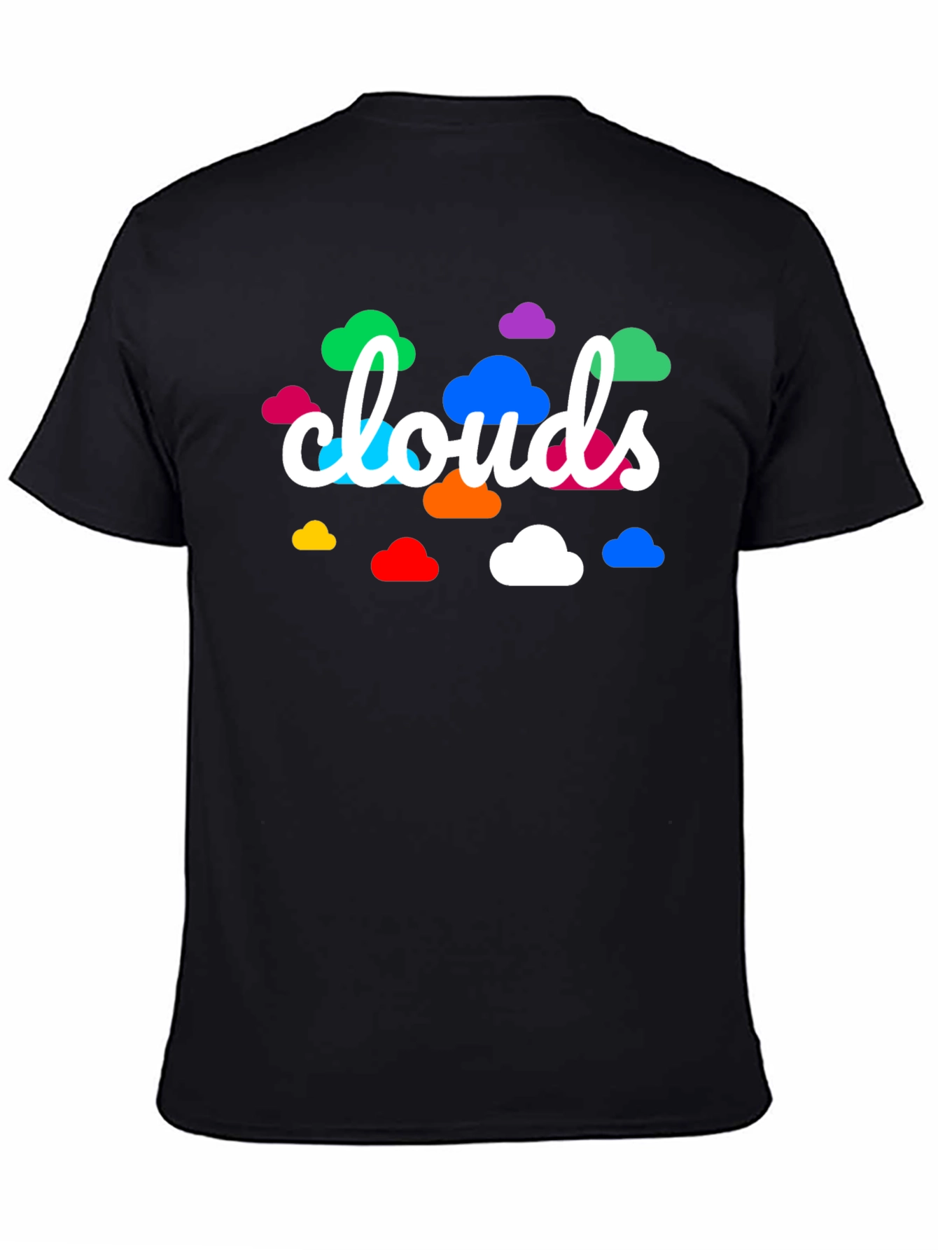 Black Colorful Clouds Graphic Print Black T-Shirt view 4