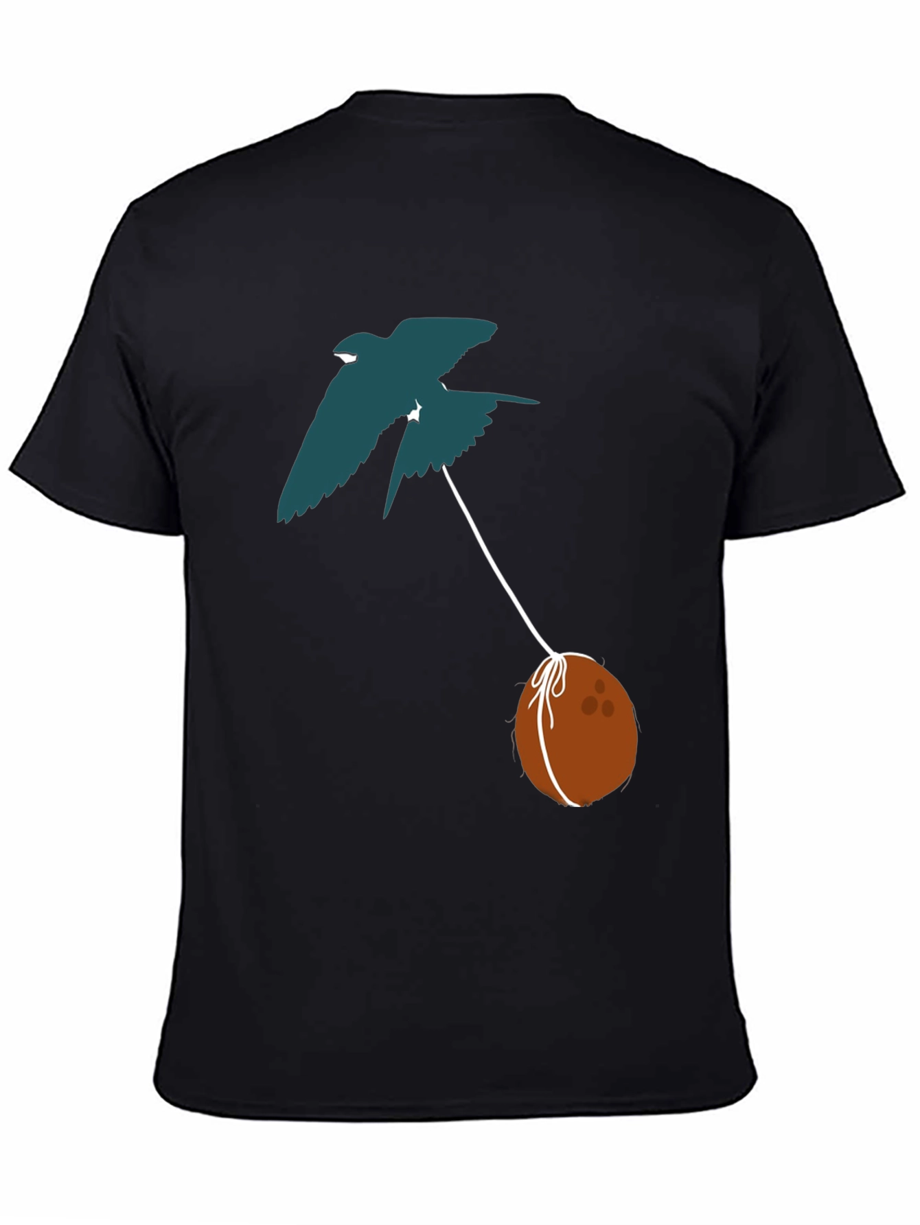 Black Swallow Carrying Coconut T-Shirt - Black view 4