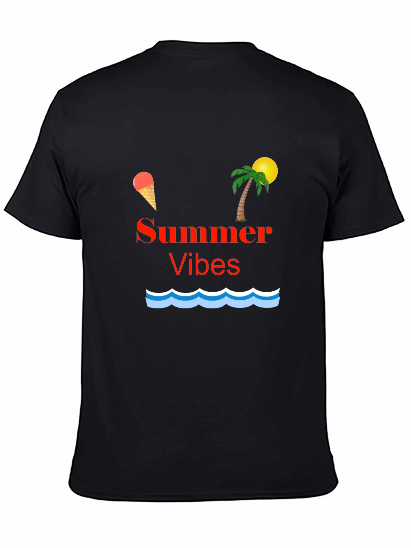 Black Summer Vibes Graphic T-Shirt - Black view 4