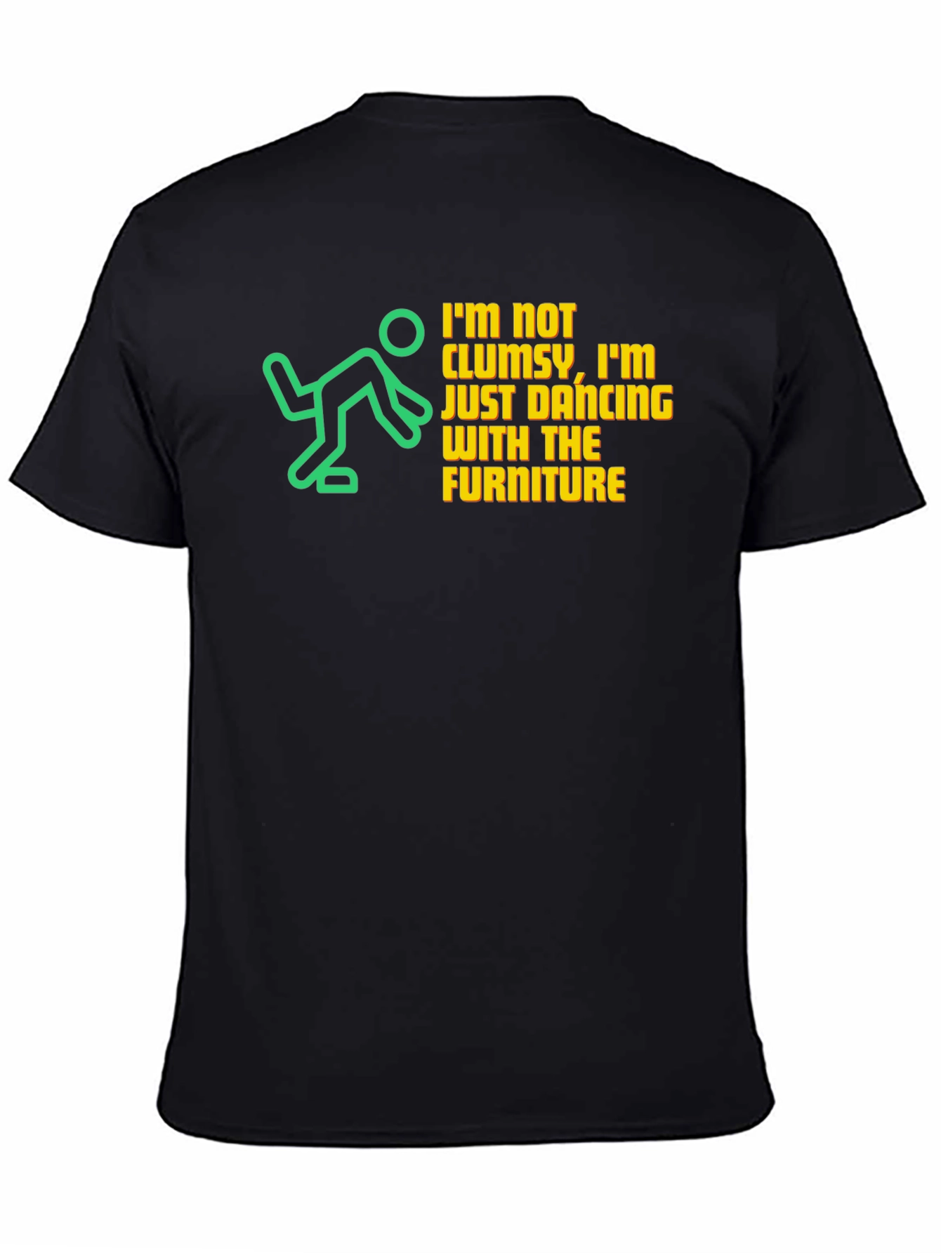 Black Funny Clumsy T-Shirt - Dancing With Furniture view 4