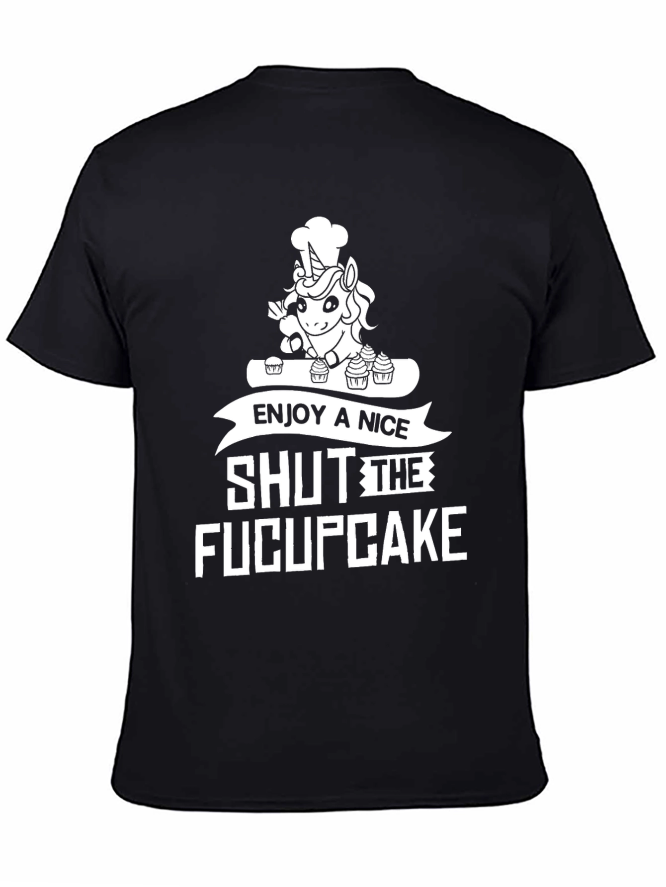 Black Funny Unicorn Chef T-Shirt - Shut The Fucupcake! view 4
