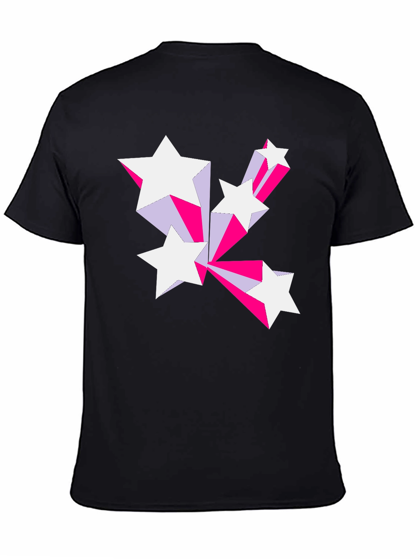 Black Retro Star Burst Graphic Tee - Black Cotton Blend view 4