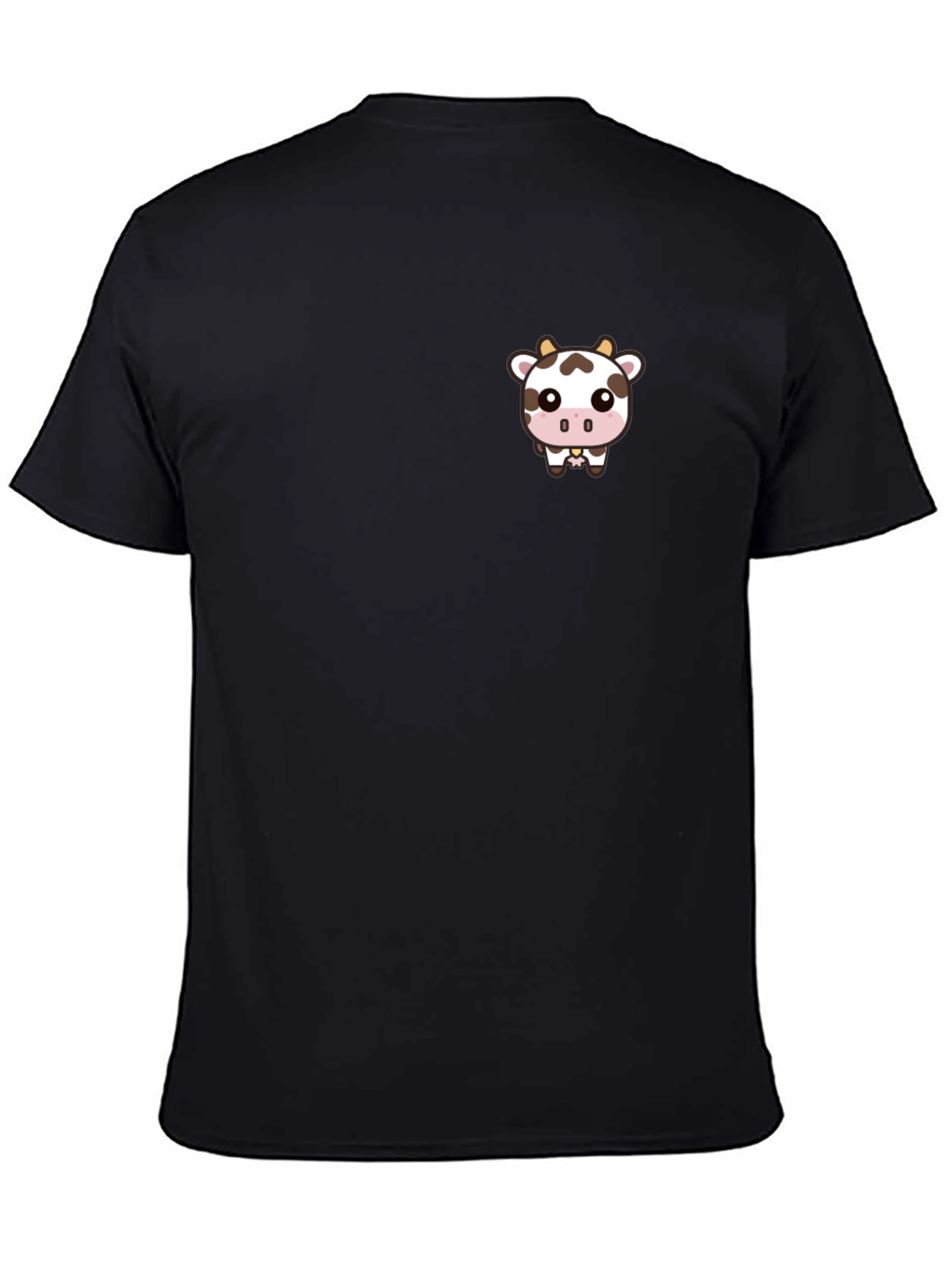 Black Cute Cow Graphic Tee - Black Cotton Blend view 4