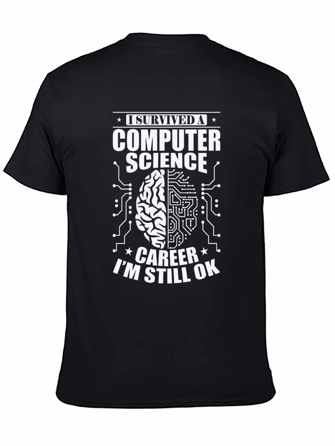 Black I Survived Computer Science Career T-Shirt view 4