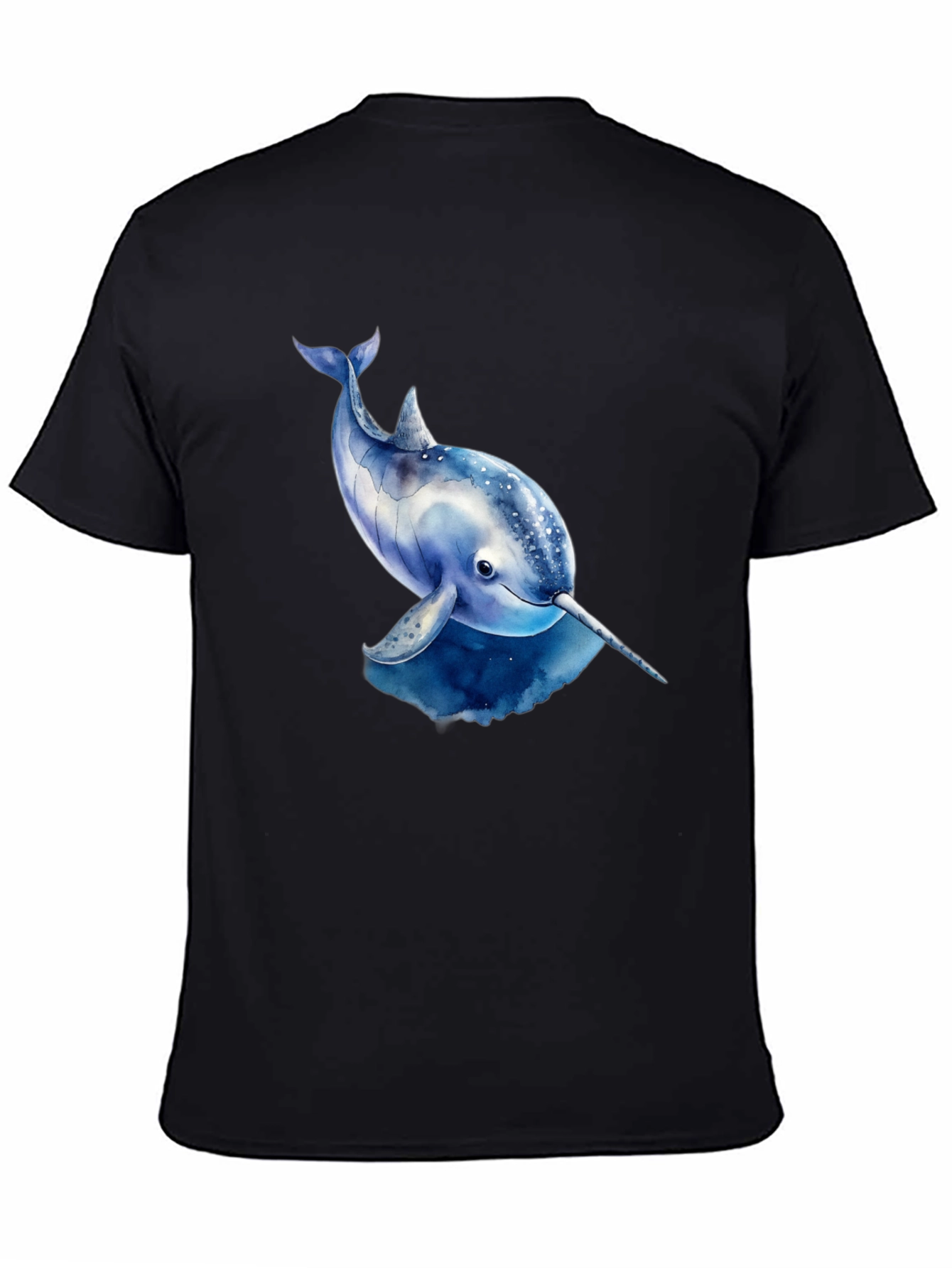 Black Narwhal Graphic Tee - Black Cotton T-Shirt view 4