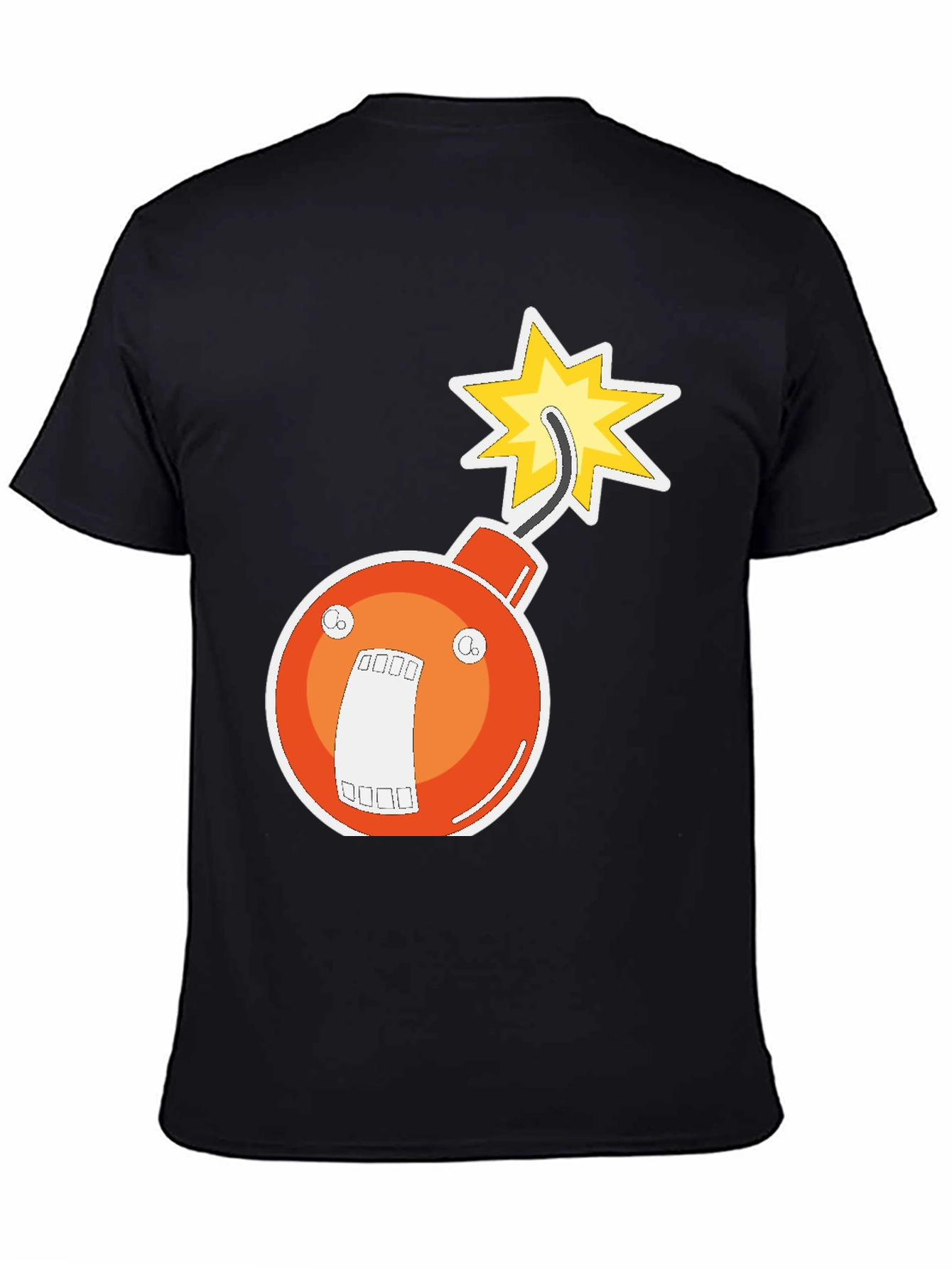 Black Funny Bomb Graphic Tee - Black Crew Neck view 4