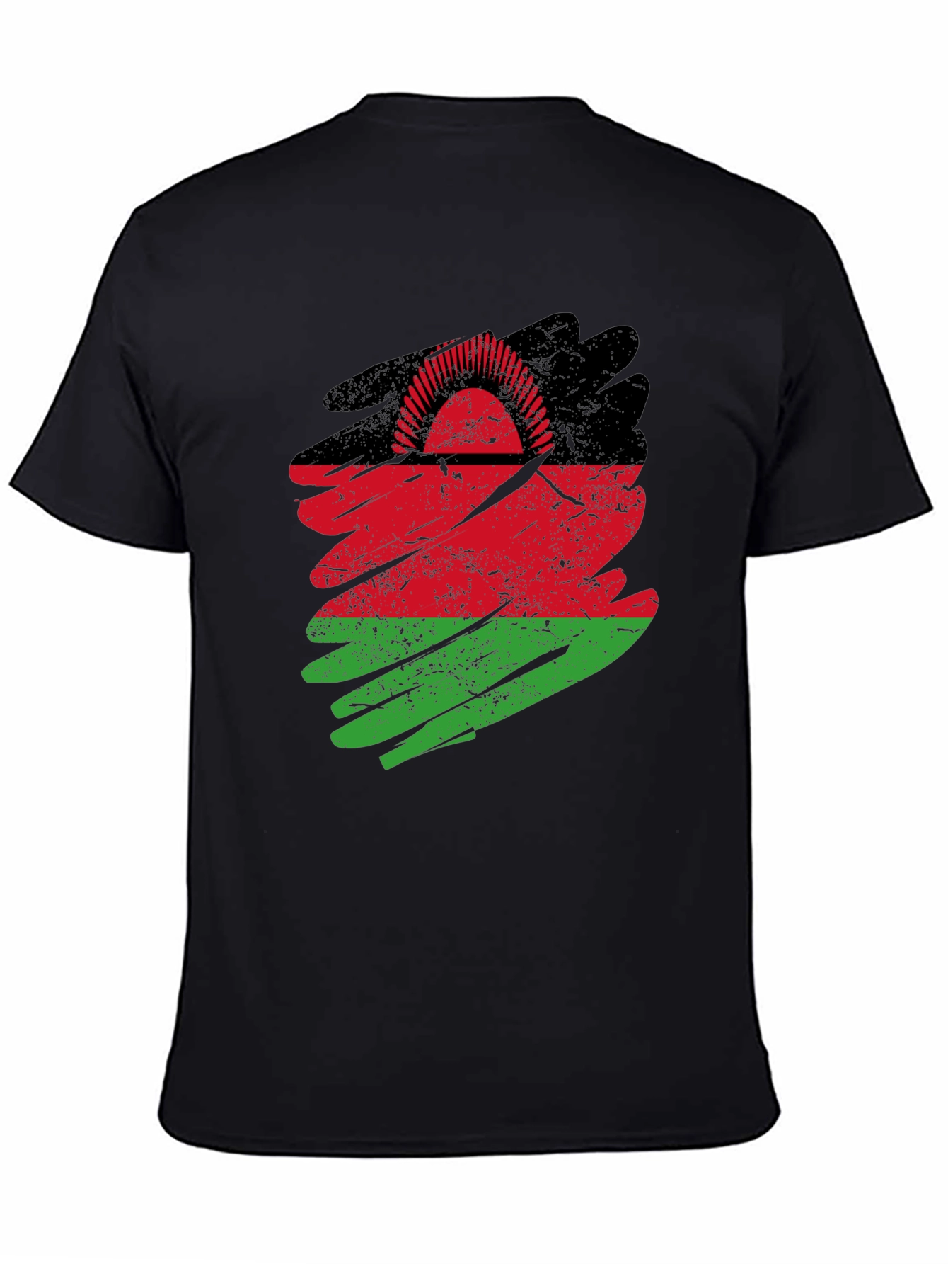Black Malawi Flag T-Shirt: Distressed Graphic Tee view 4