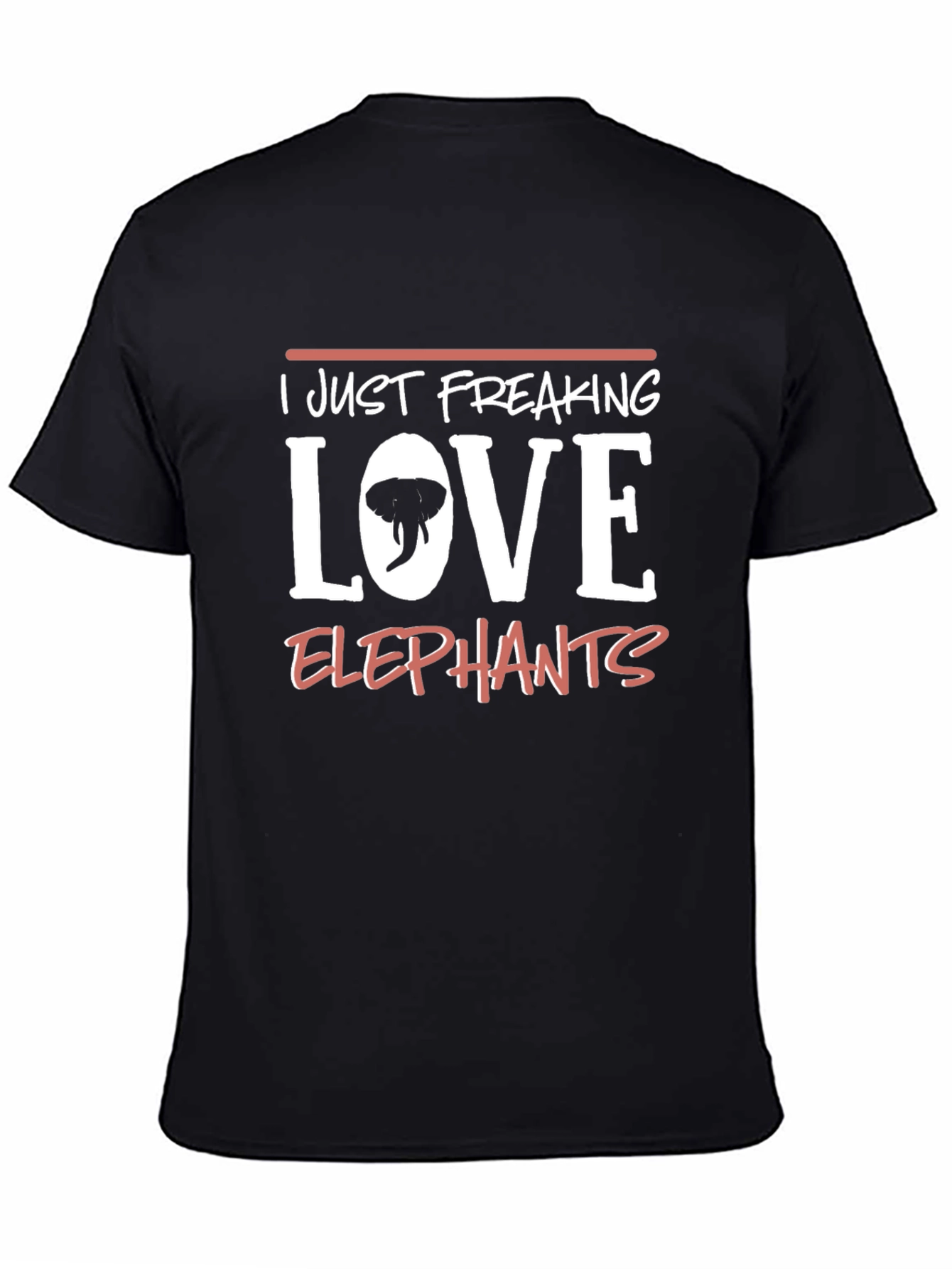 Black I Just Freaking Love Elephants Black T-Shirt view 4