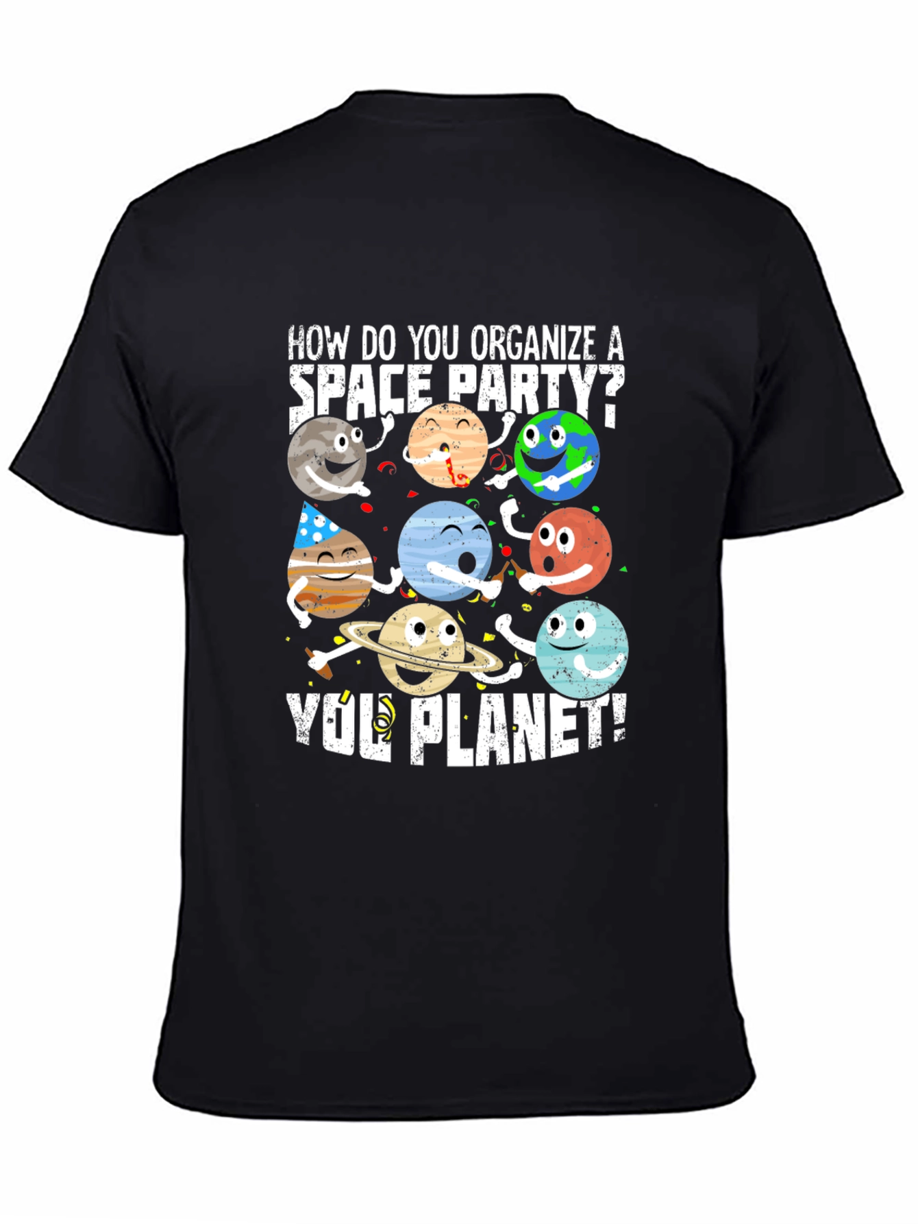 Black Space Party Planet T-Shirt view 4