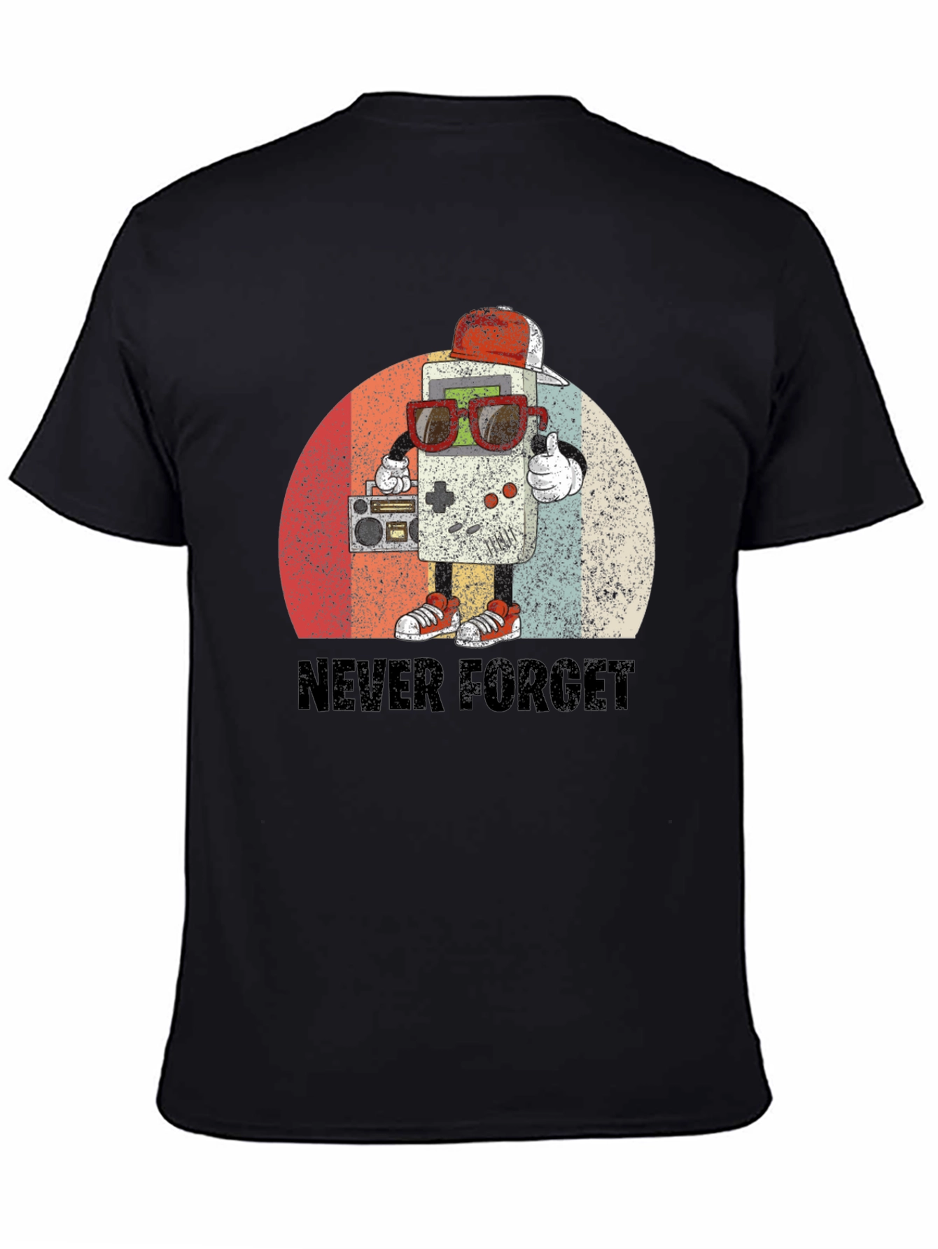 Black Retro Game Console T-Shirt - "Never Forget" Tee view 4