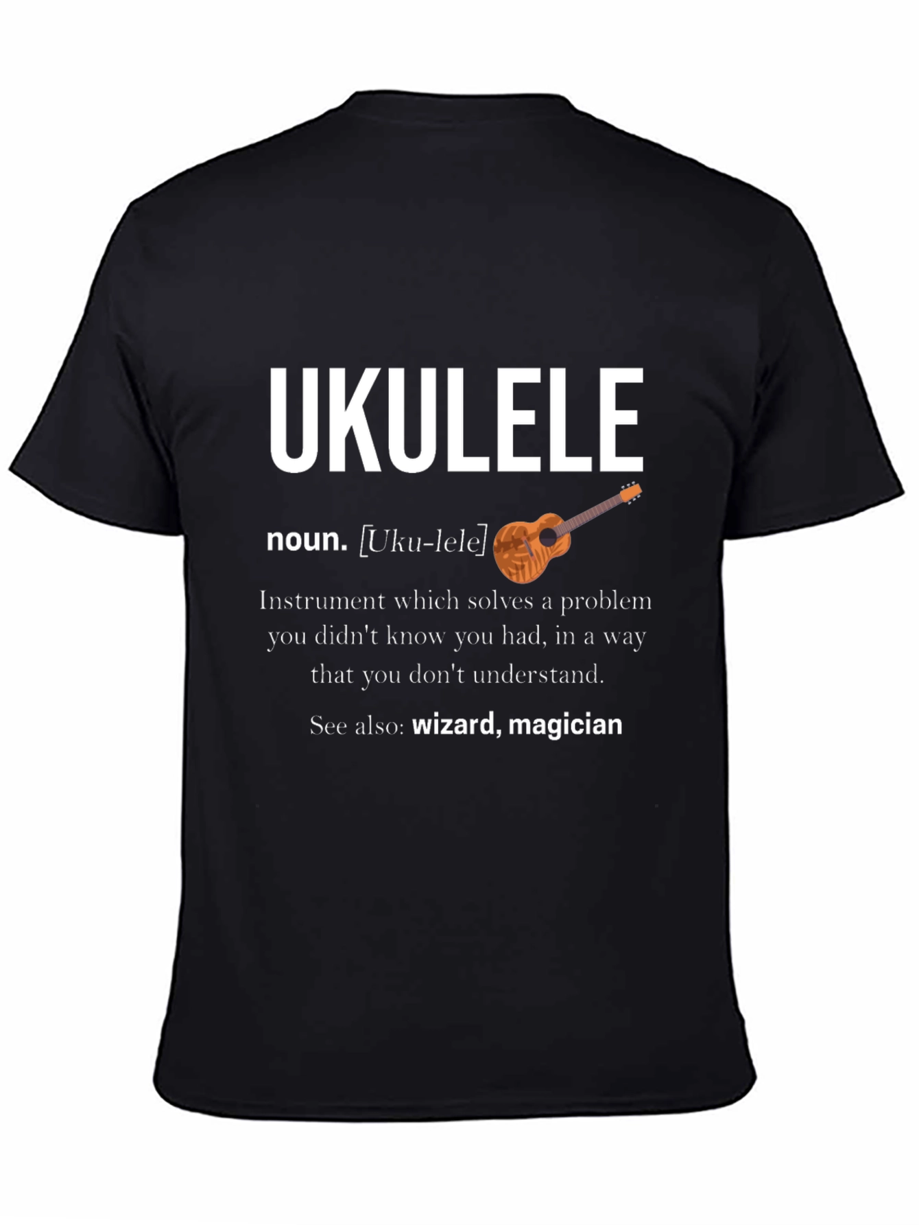 Black Ukulele Definition Graphic T-Shirt view 4