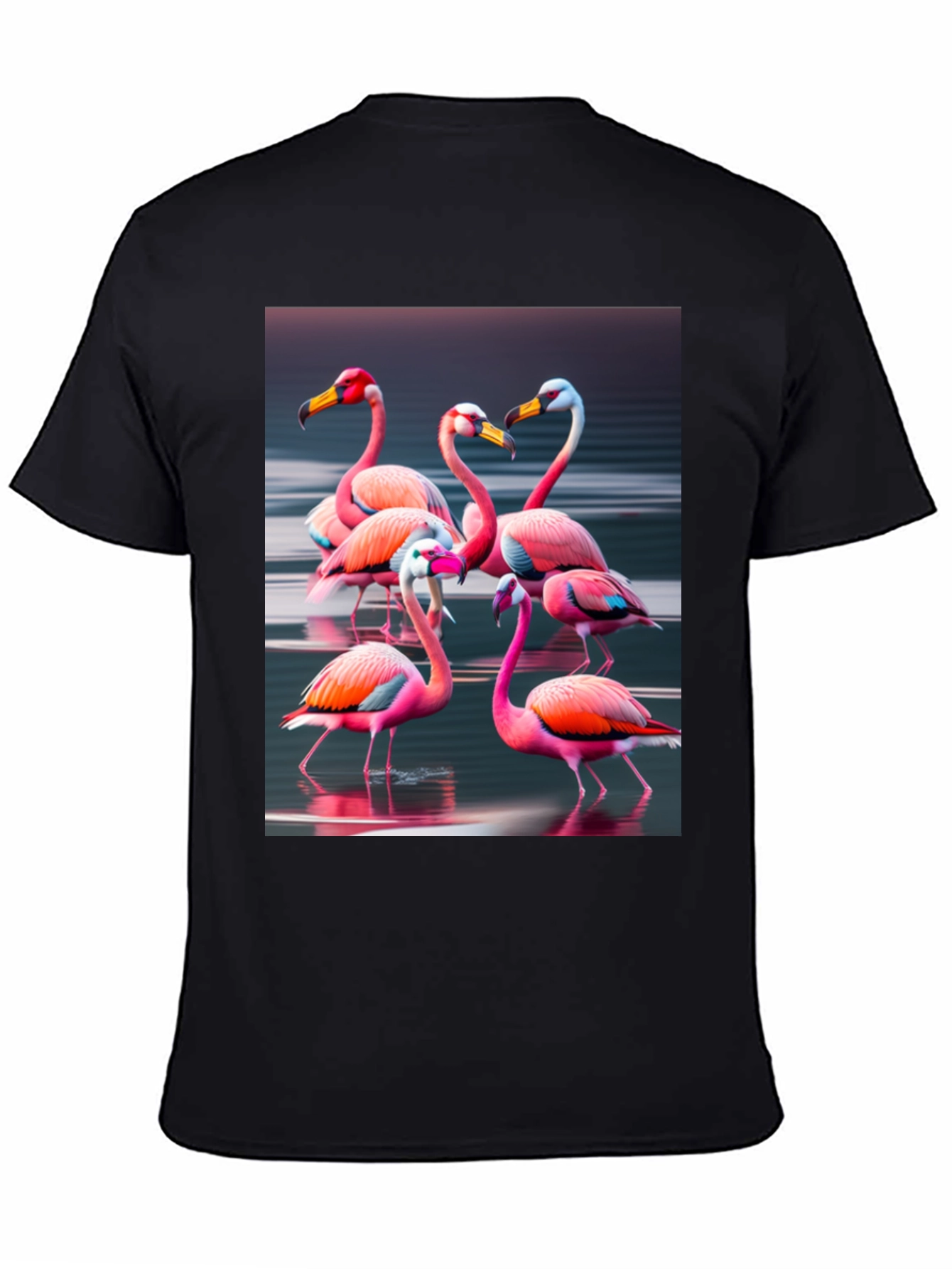 Black Flamingo Flock Graphic Tee - Black Cotton view 4