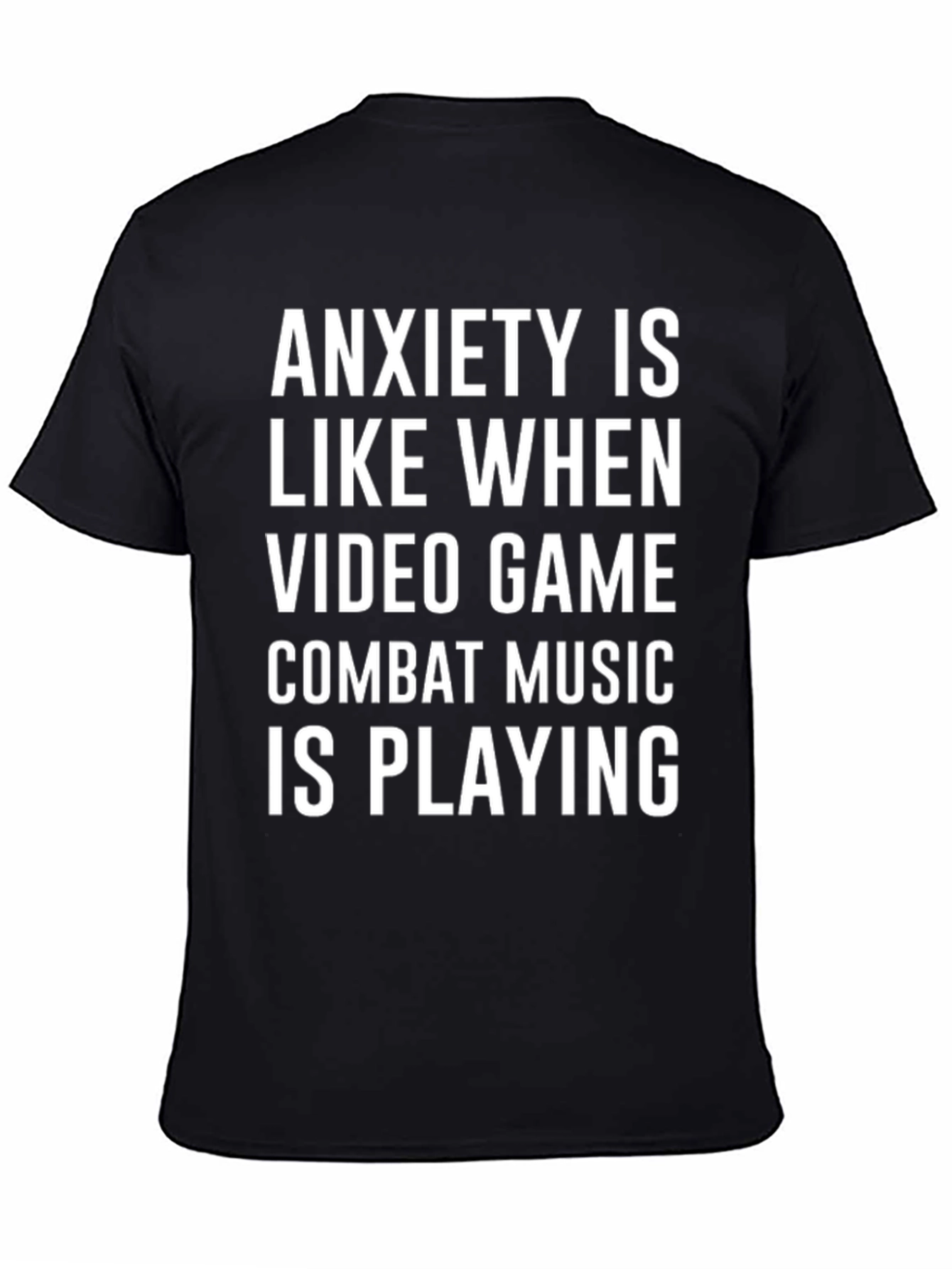 Black Anxiety Combat Music T-Shirt - Gamer Tee view 4