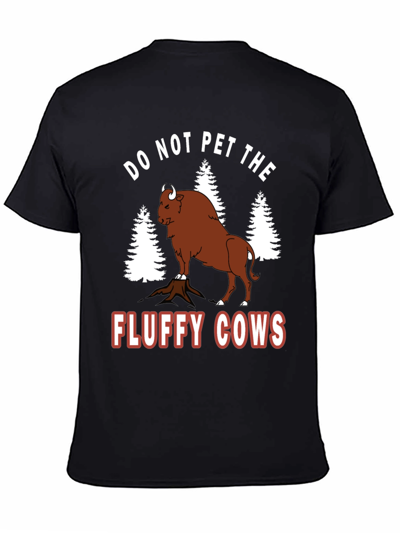 Black Do Not Pet the Fluffy Cows Bison Graphic Tee view 4