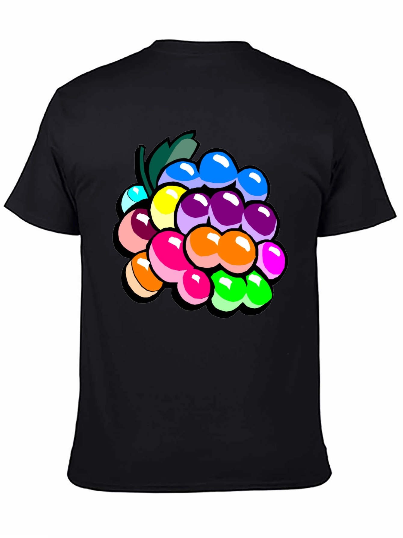 Black Colorful Grapes Graphic T-Shirt - Novelty Fruit Tee view 4