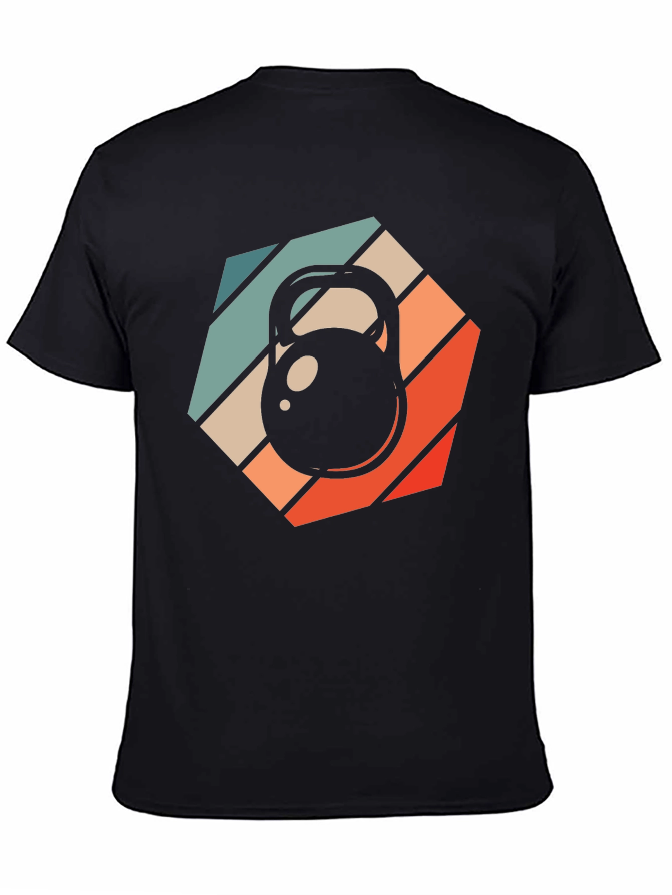 Black Retro Kettlebell Workout T-Shirt view 4
