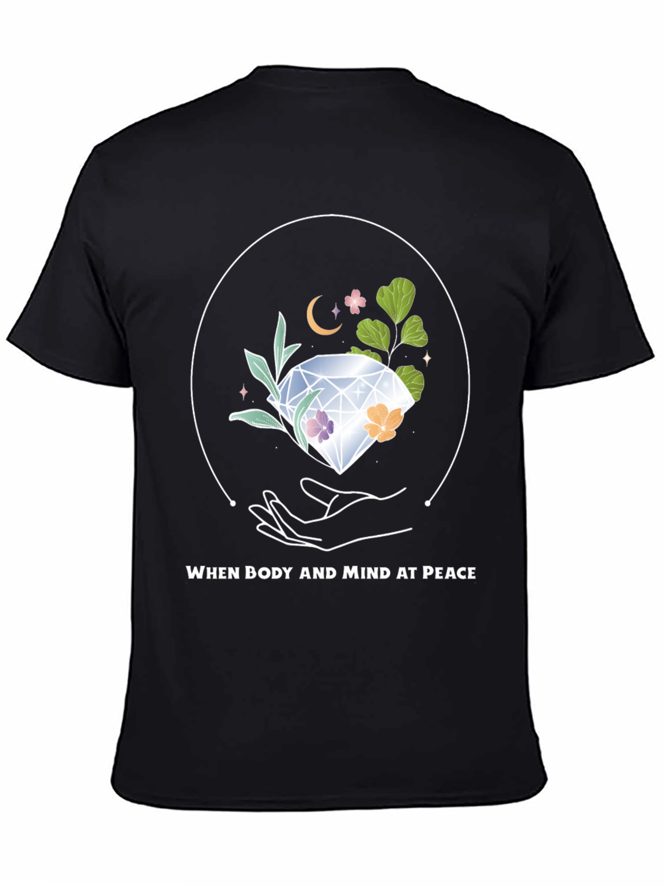 Black Peaceful Mind T-Shirt: Body and Mind at Peace Design view 4