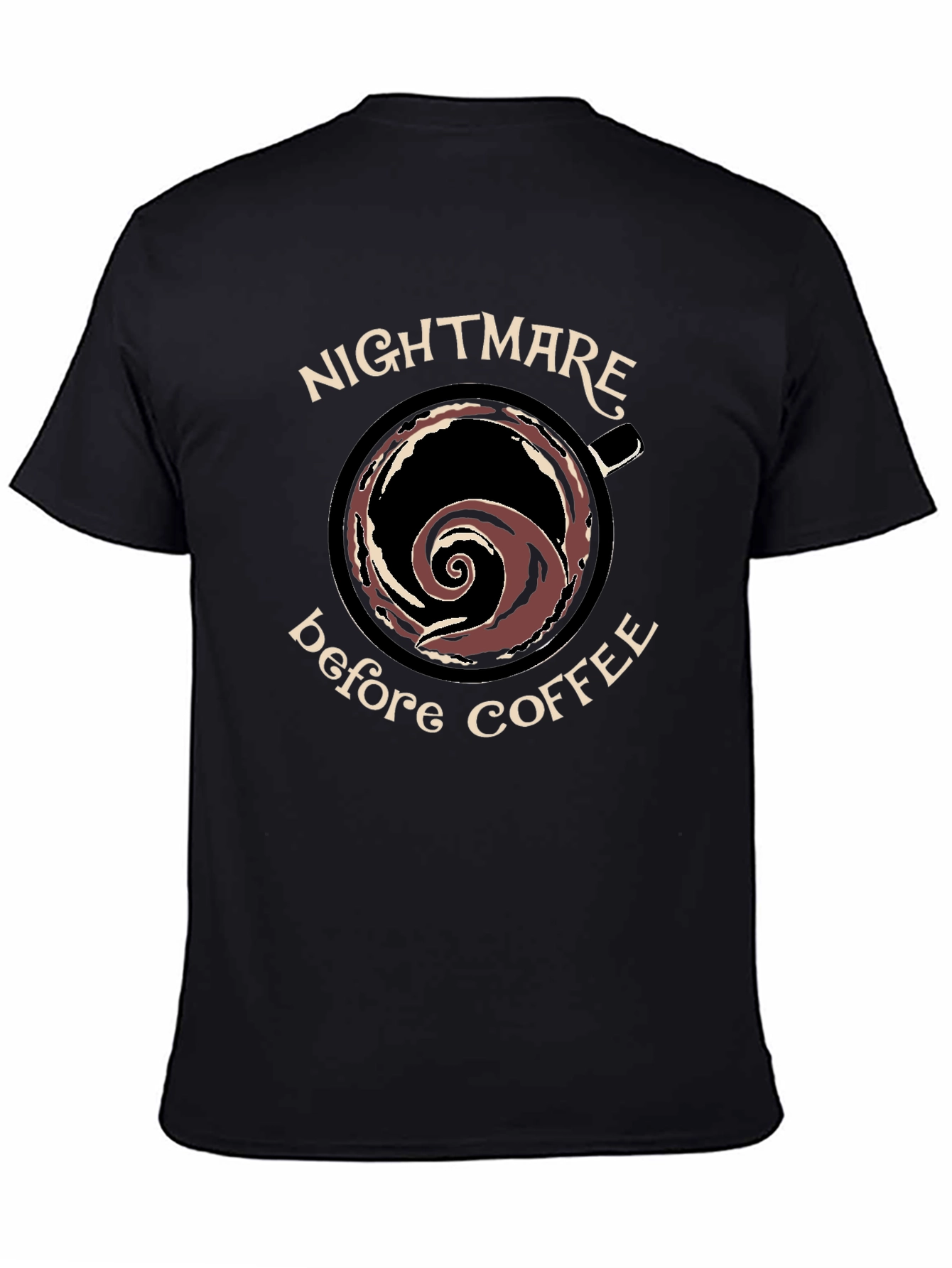 Black Nightmare Before Coffee Black Graphic T-Shirt view 4