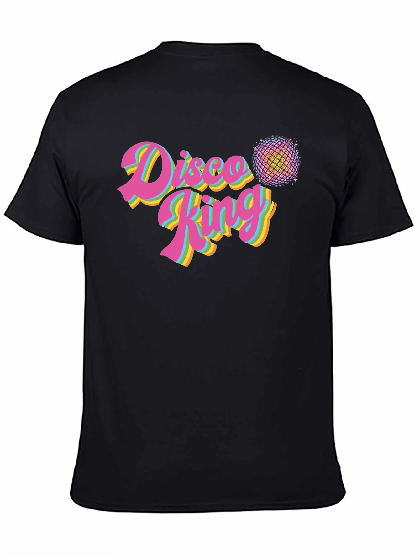 Black Disco King Retro T-Shirt - Black Cotton Tee view 4