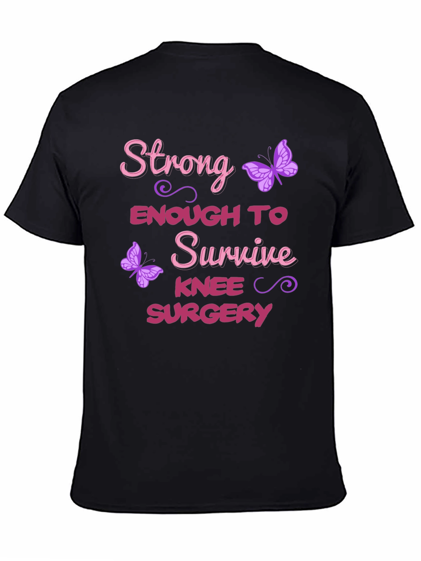 Black Strong Enough Knee Surgery T-Shirt view 4