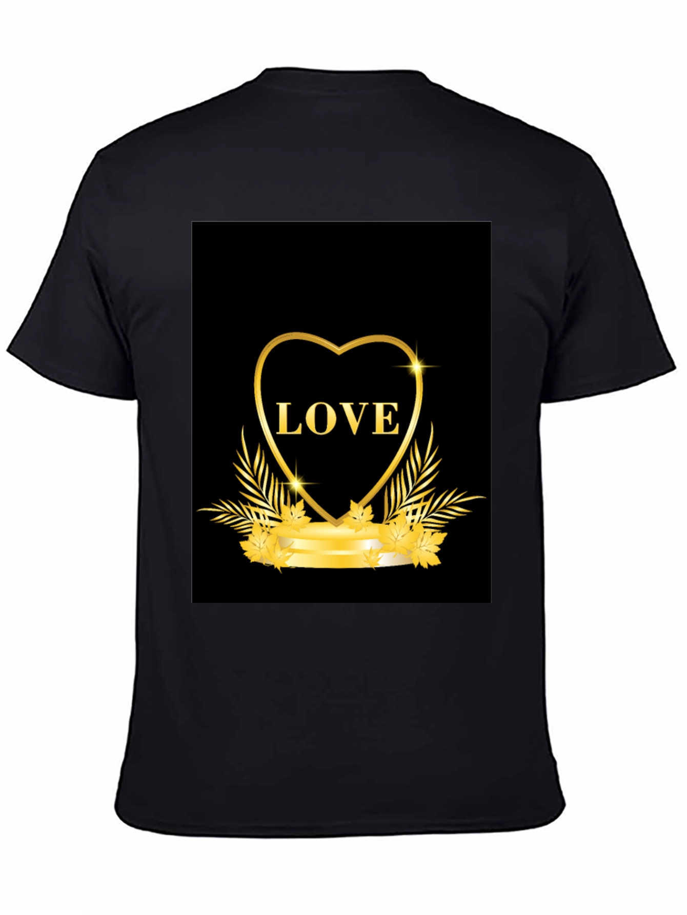 Black Love Heart Graphic Tee - Black Casual T-Shirt view 4
