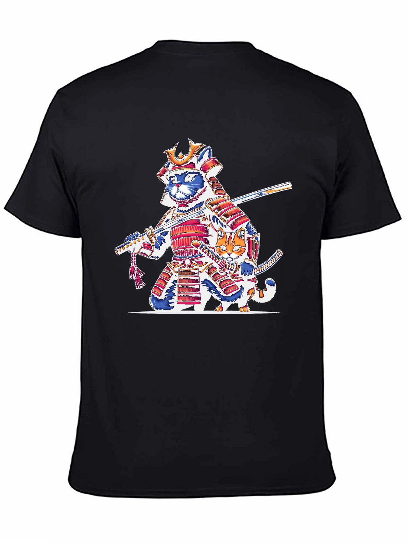 Black Samurai Cat T-Shirt: Feline Warrior Design view 4