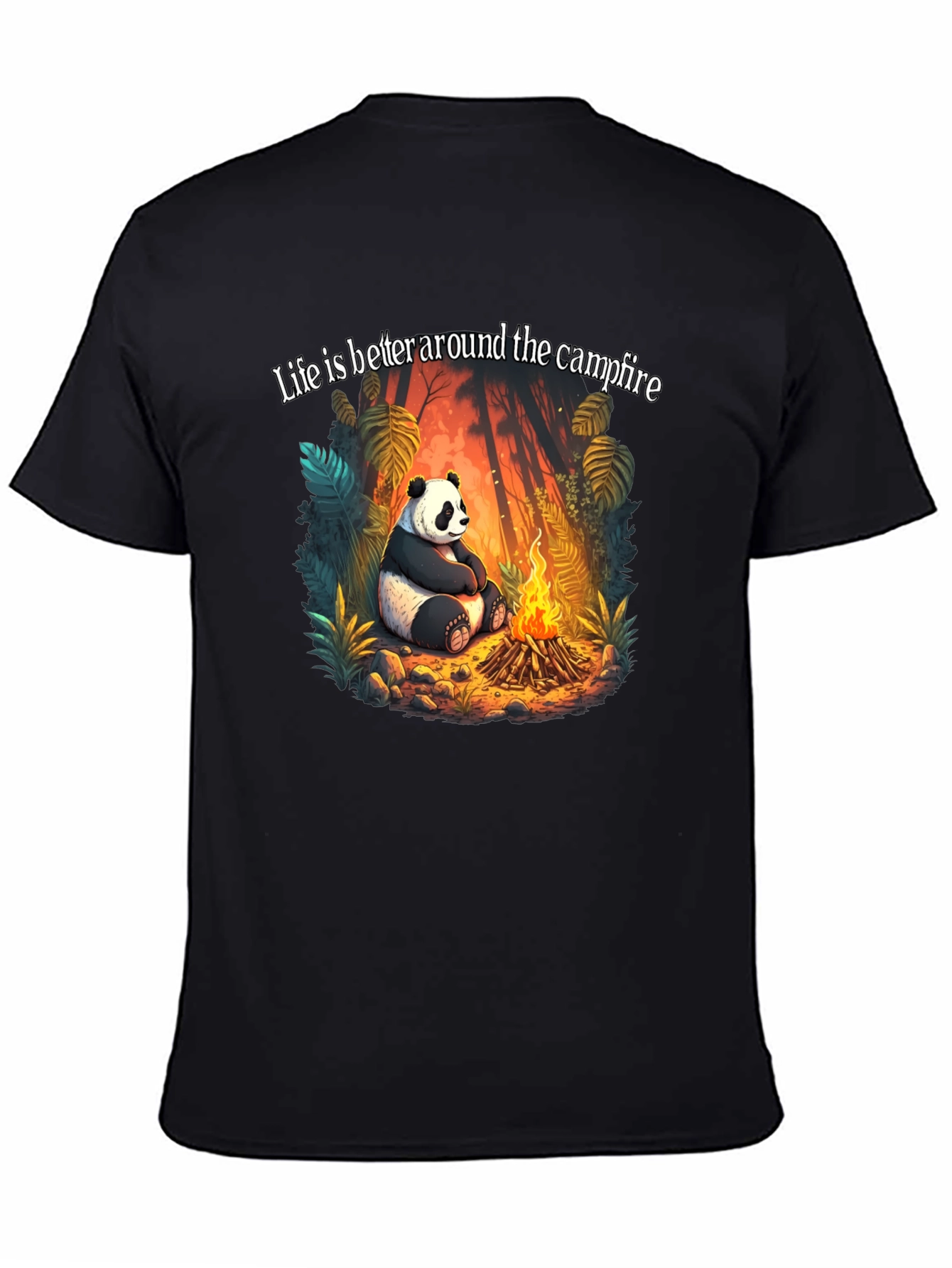 Black Panda Campfire Graphic Tee - Cozy Camping Style view 4