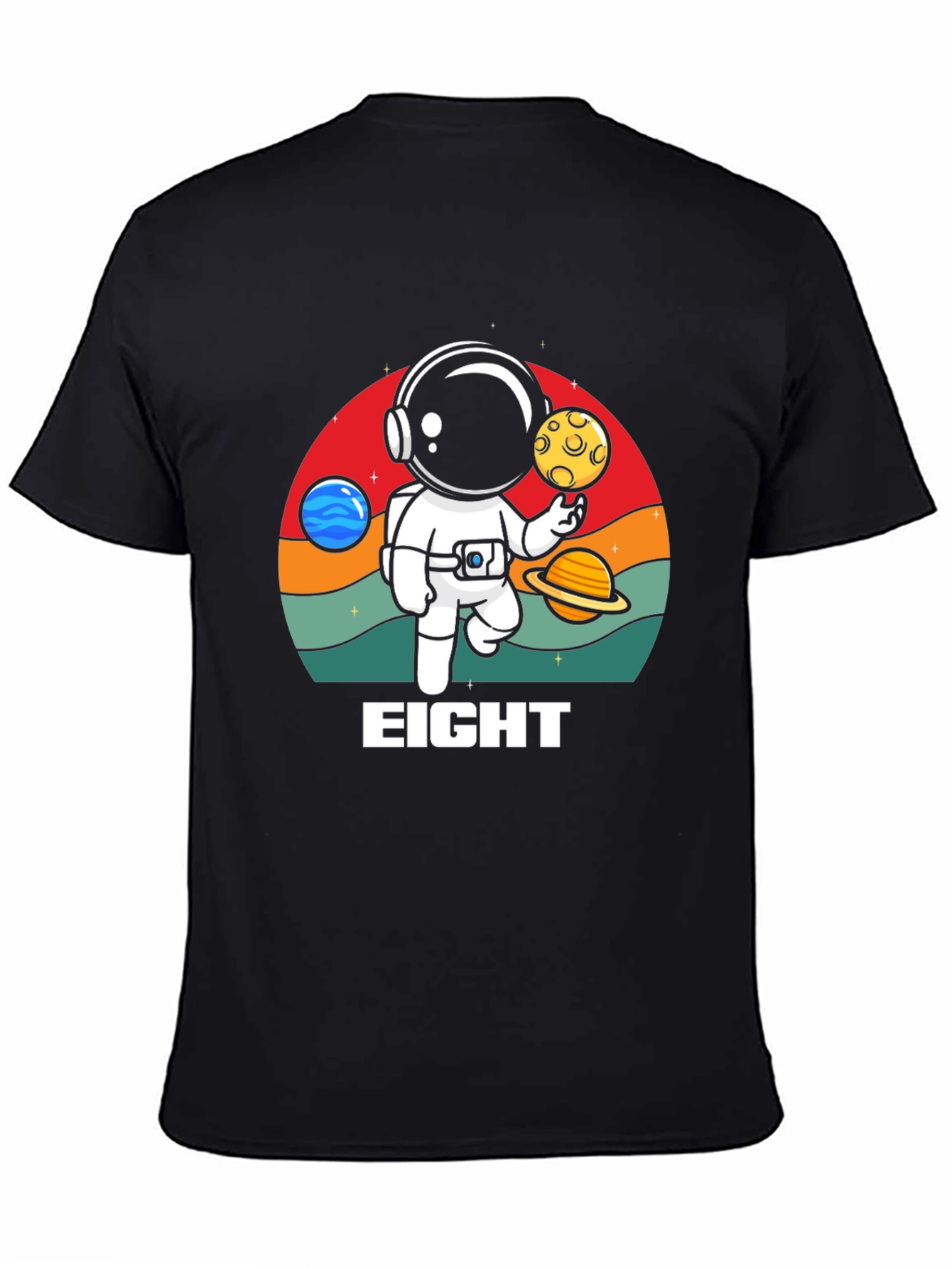 Black Astronaut Birthday T-Shirt - "Eight" view 4