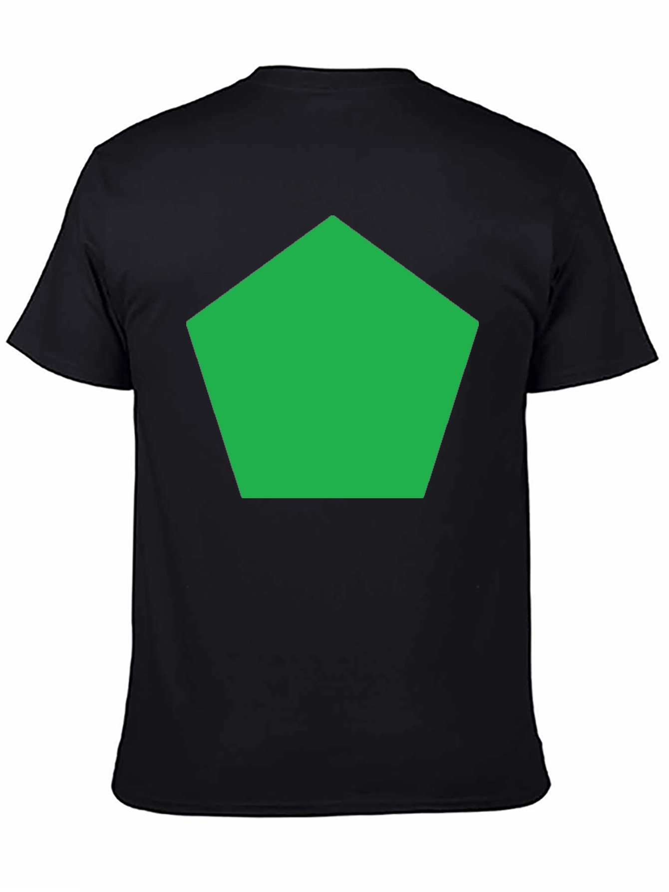 Black Modern Geometric Tee - Green Pentagon Design view 4