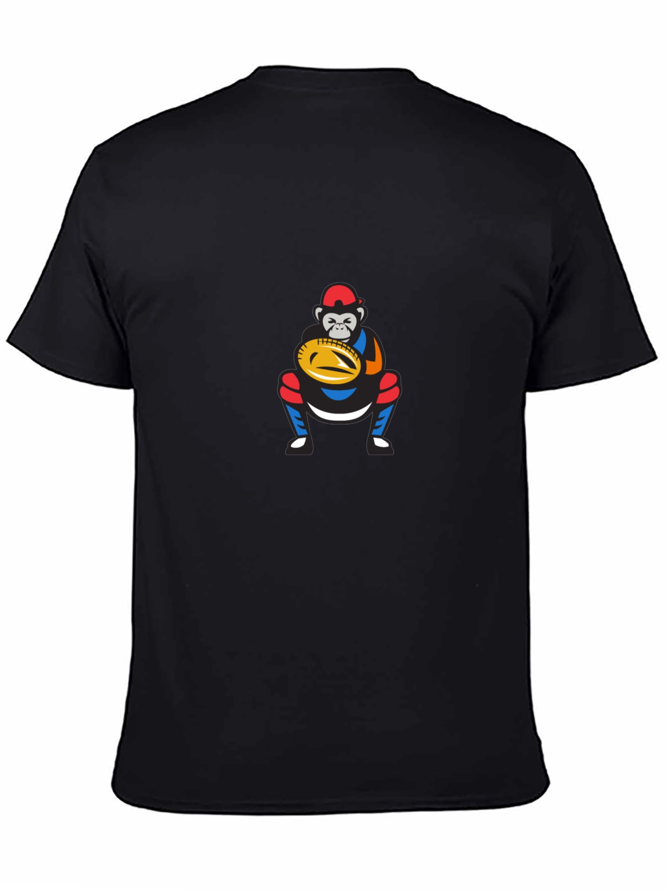 Black Funny Monkey Baseball Catcher Graphic T-Shirt view 4
