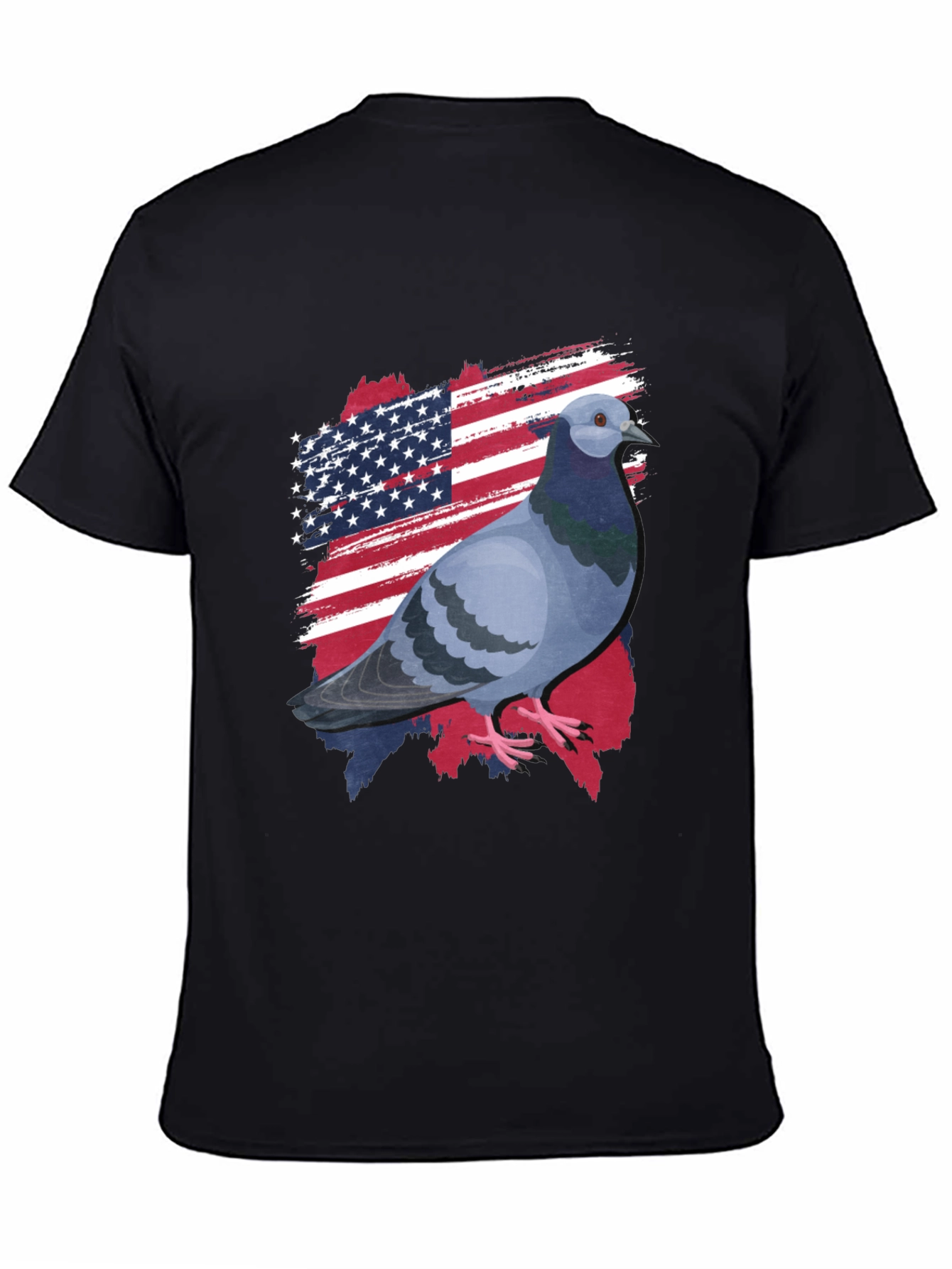 Black Patriotic Pigeon Graphic Tee - American Flag Bird T-Shirt view 4