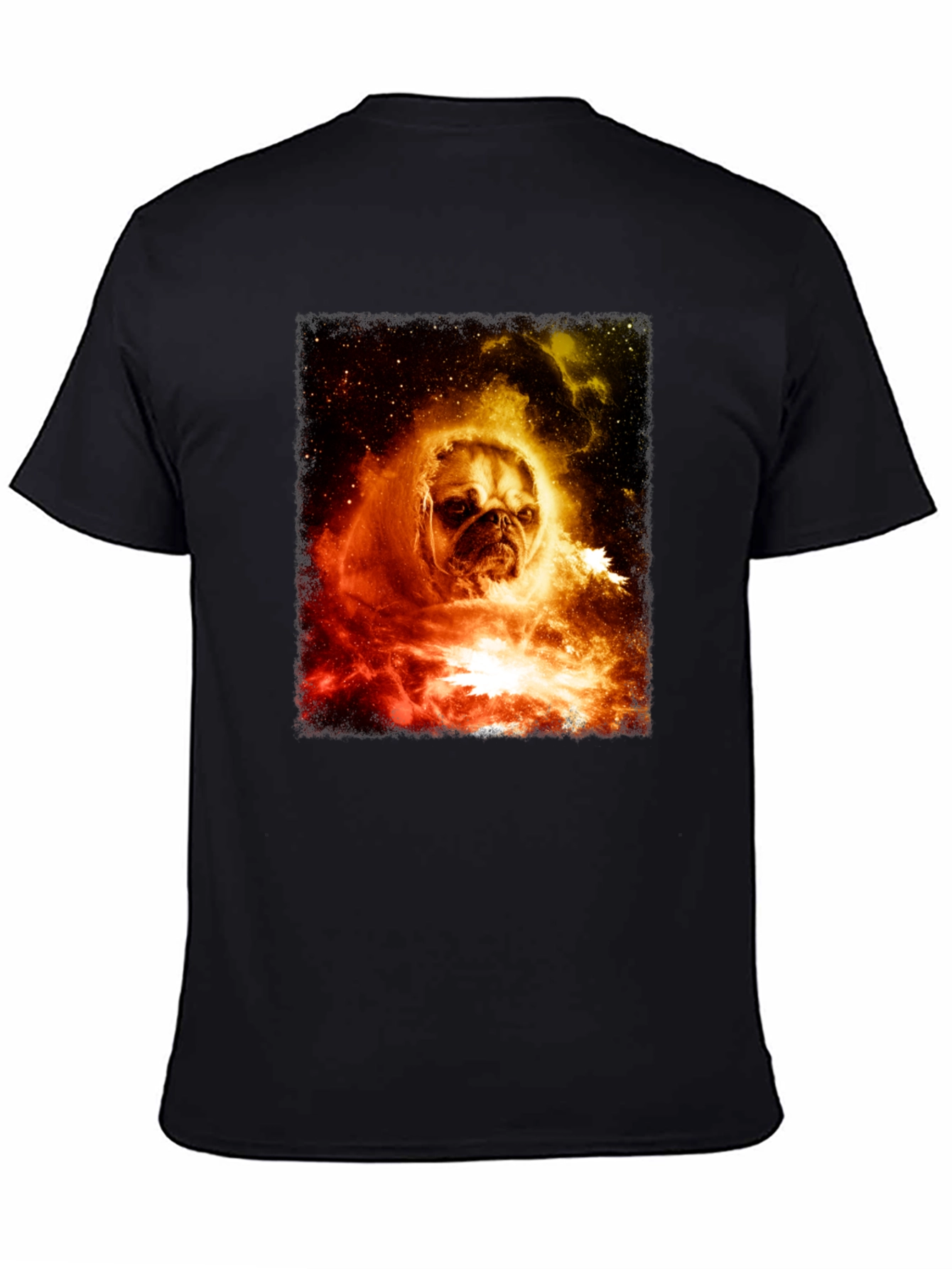 Black Cosmic Pug Graphic T-Shirt - Men's Black Tee view 4