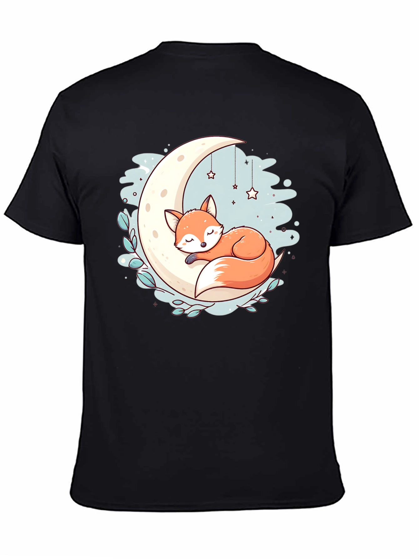 Black Dreamy Fox Moon T-Shirt view 4
