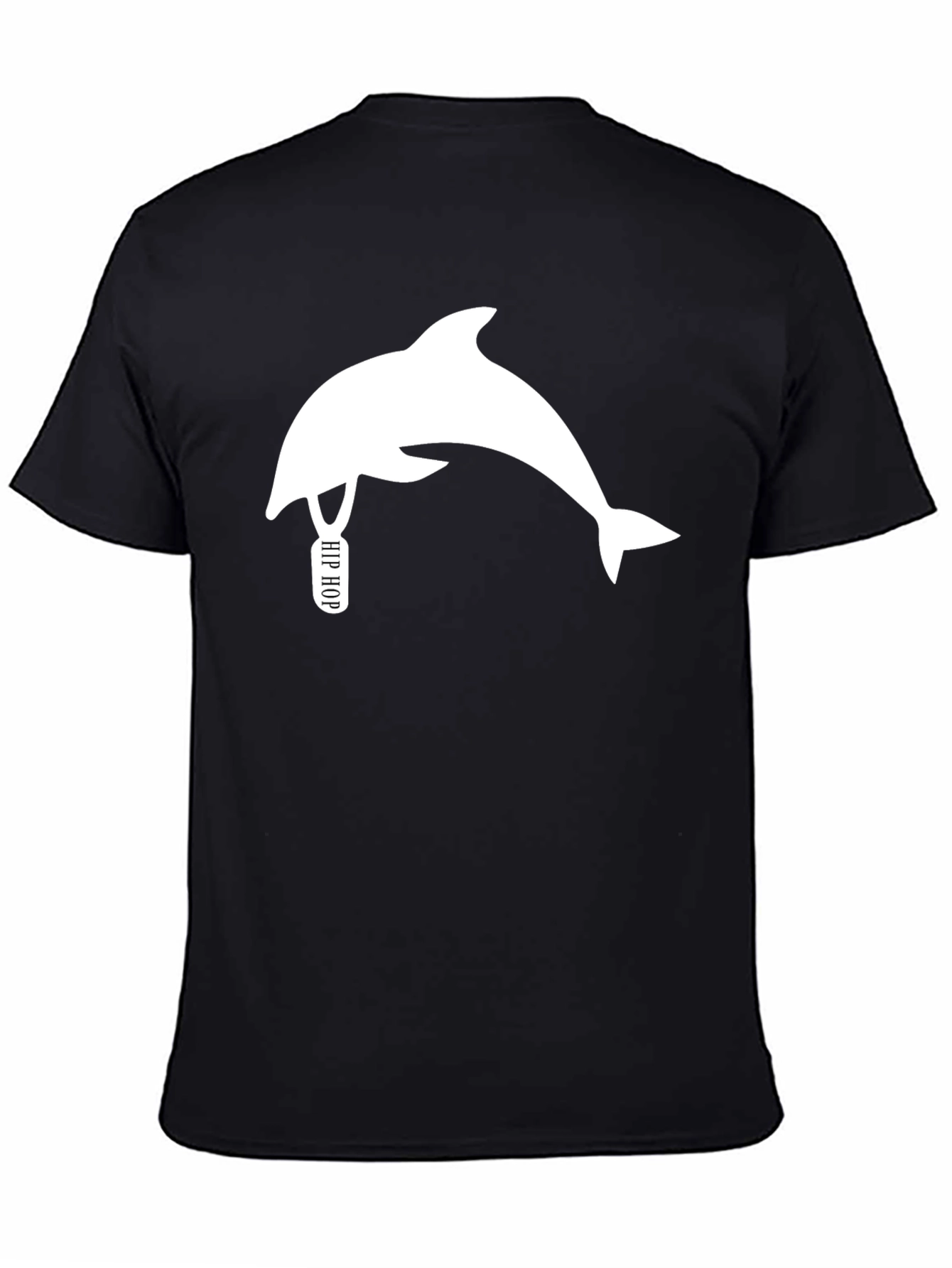 Black Hip Hop Dolphin Black T-Shirt - Unique Graphic Tee view 4