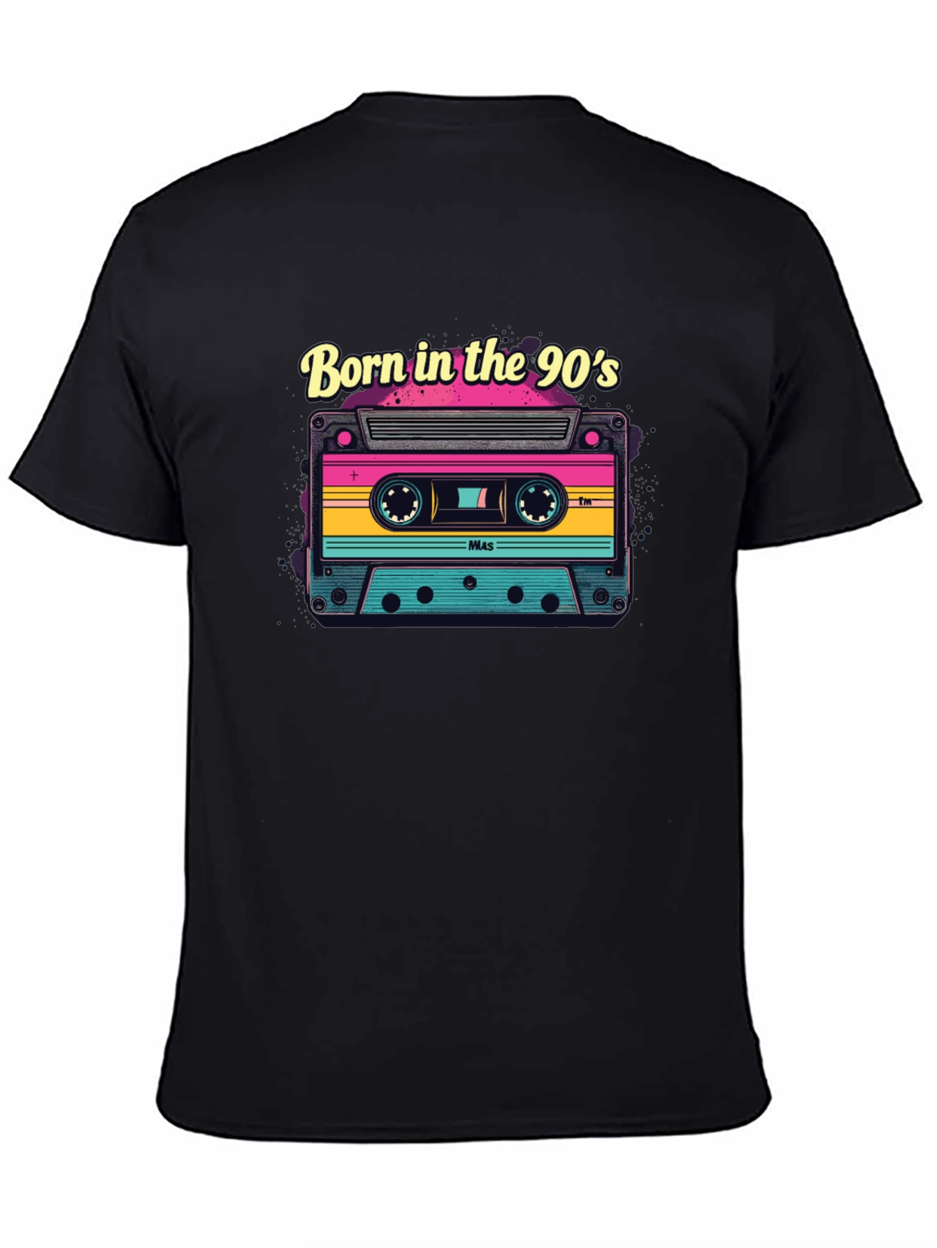 Black Born in the 90s Retro Cassette Tape T-Shirt view 4