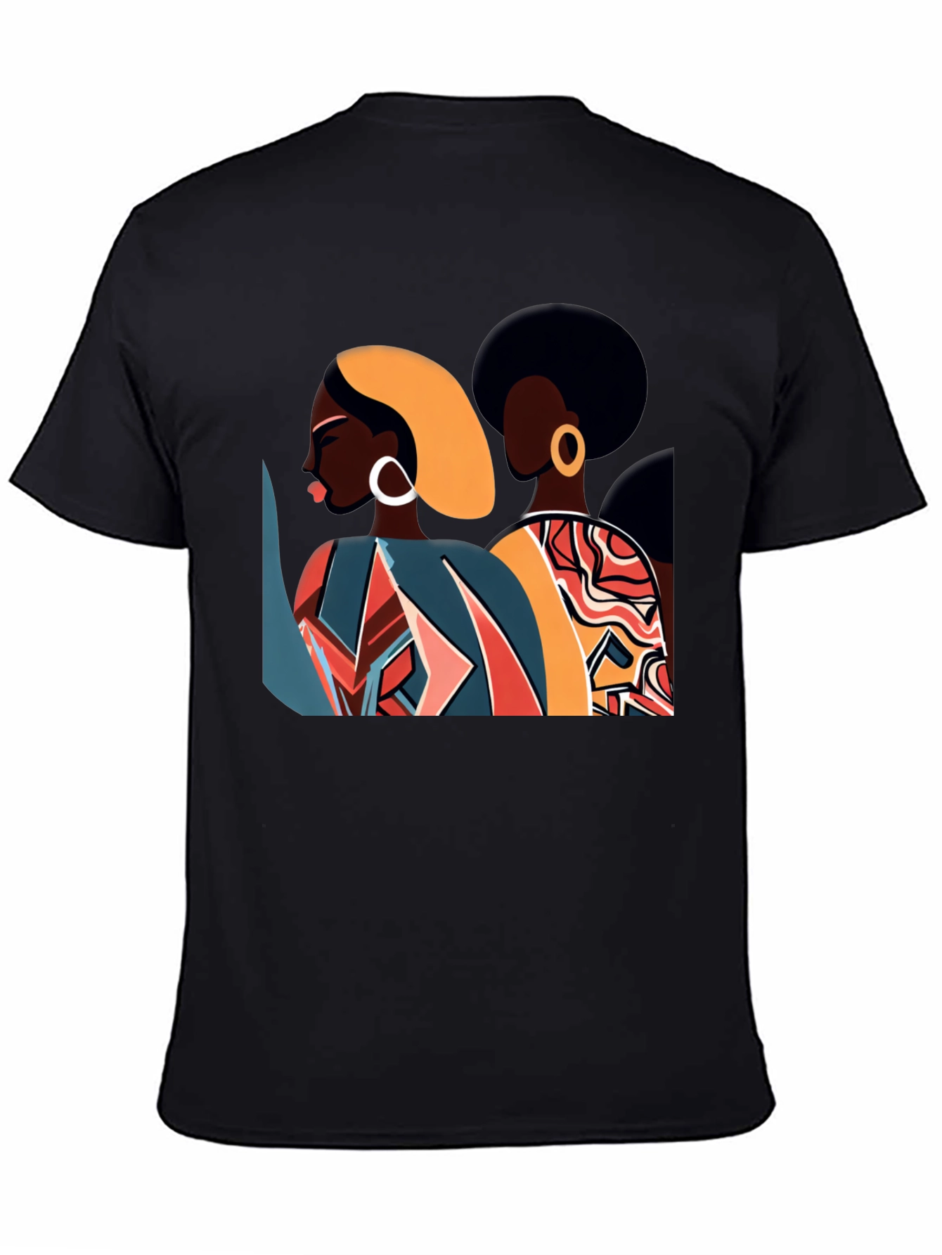 Black Retro Afro Women Graphic Tee - Stylish Black T-Shirt view 4
