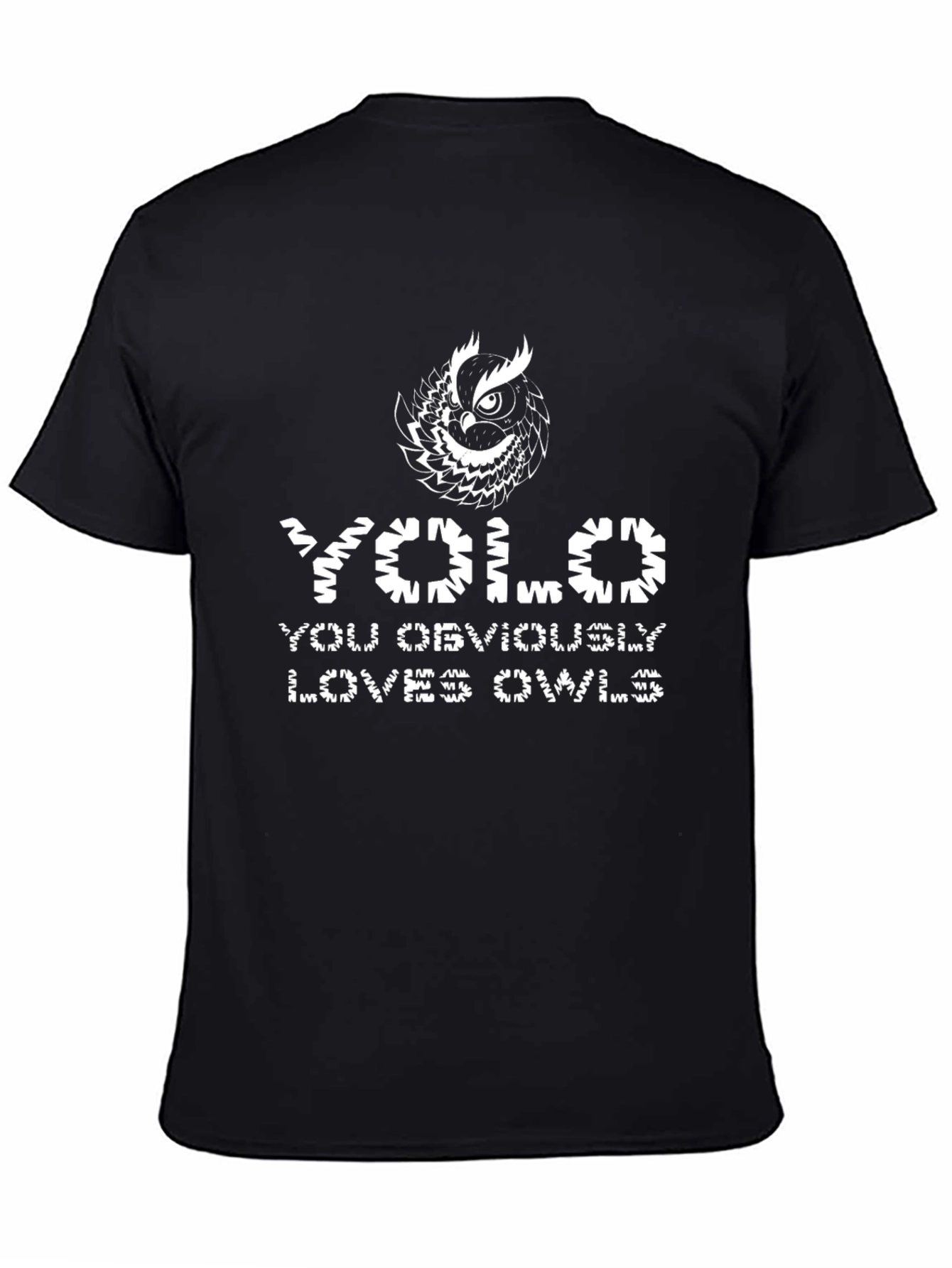 Black YOLO You Obviously Love Owls Graphic Tee view 4
